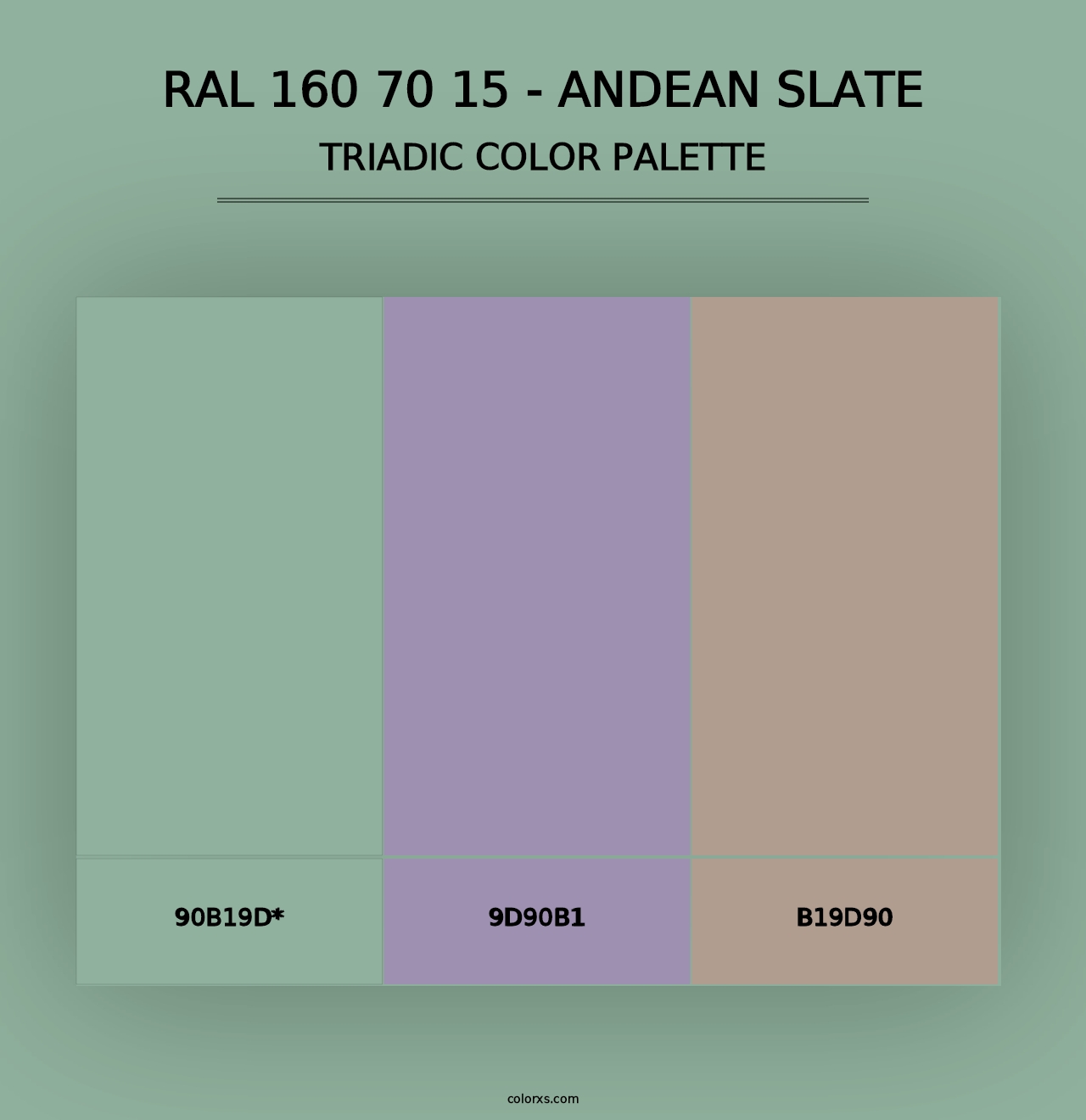 RAL 160 70 15 - Andean Slate - Triadic Color Palette