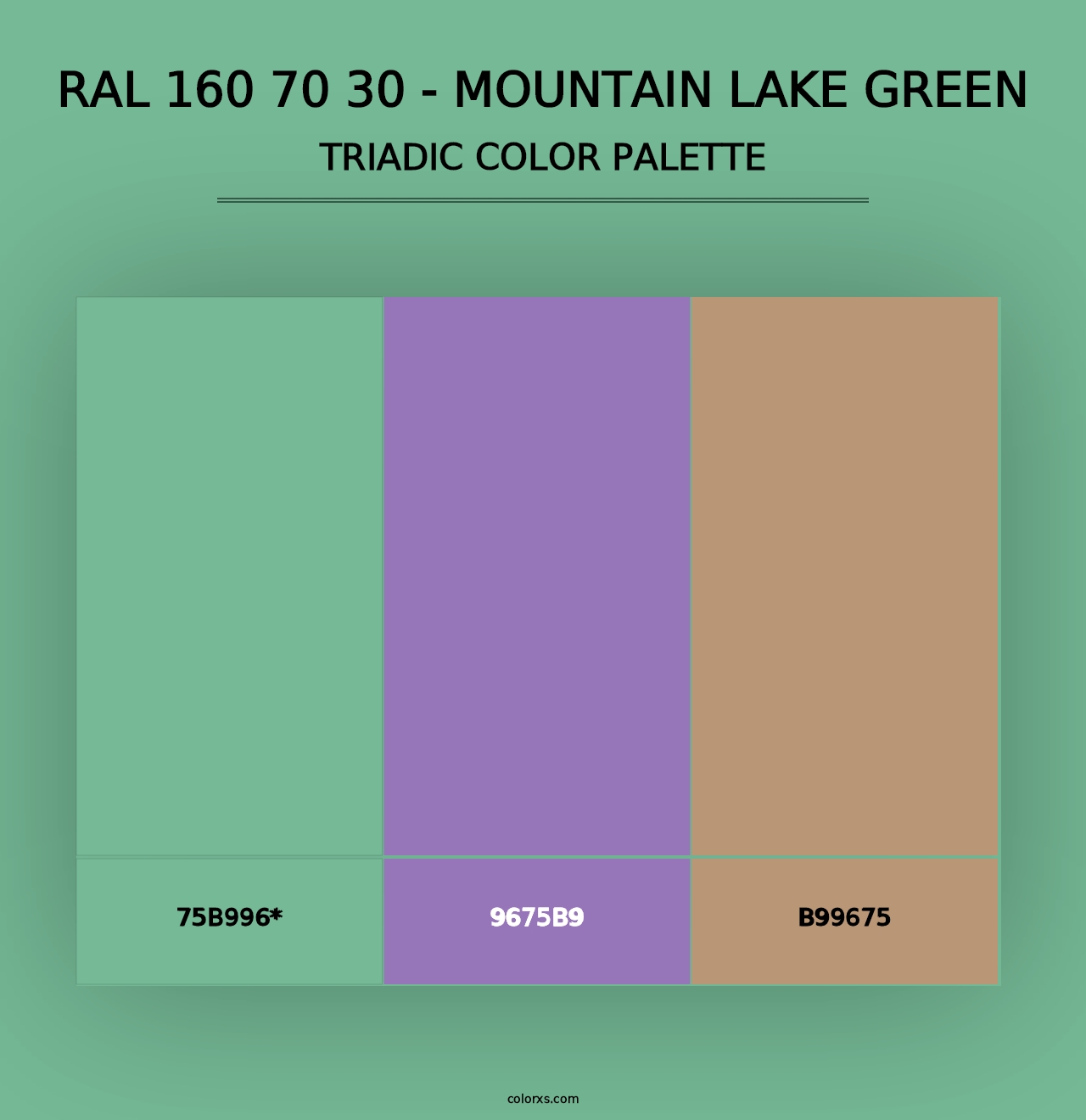 RAL 160 70 30 - Mountain Lake Green - Triadic Color Palette