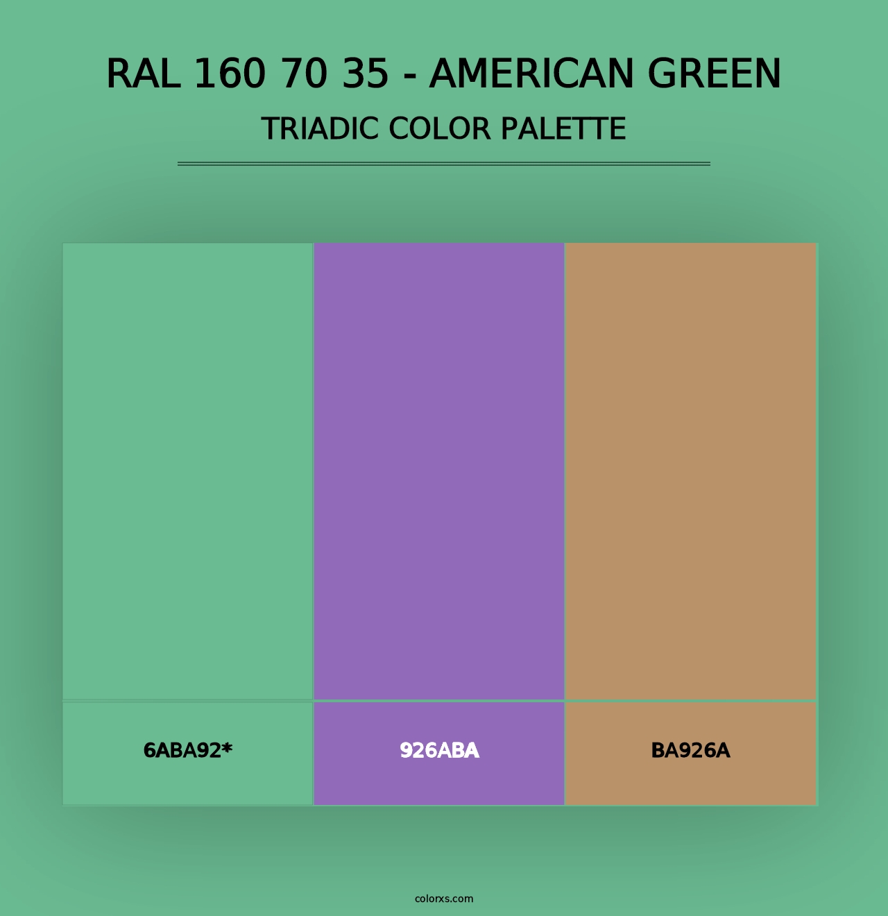 RAL 160 70 35 - American Green - Triadic Color Palette