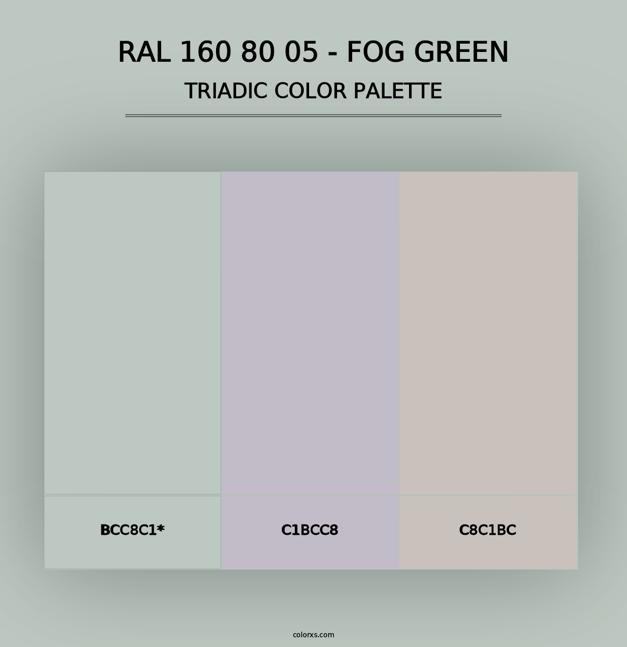 RAL 160 80 05 - Fog Green - Triadic Color Palette