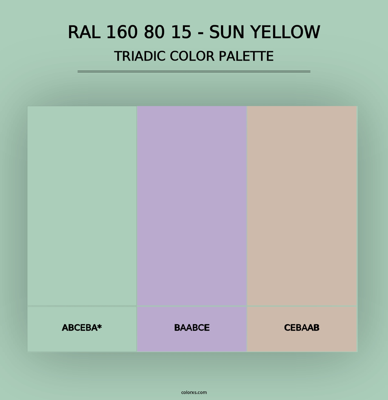 RAL 160 80 15 - Sun Yellow - Triadic Color Palette