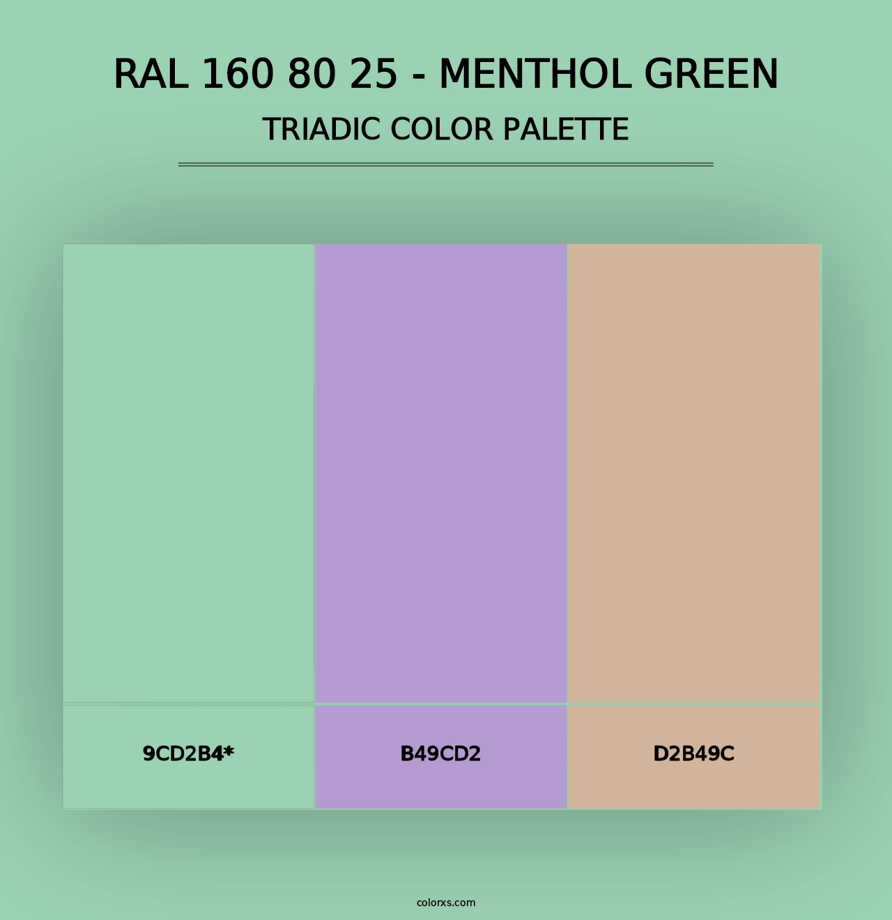 RAL 160 80 25 - Menthol Green - Triadic Color Palette