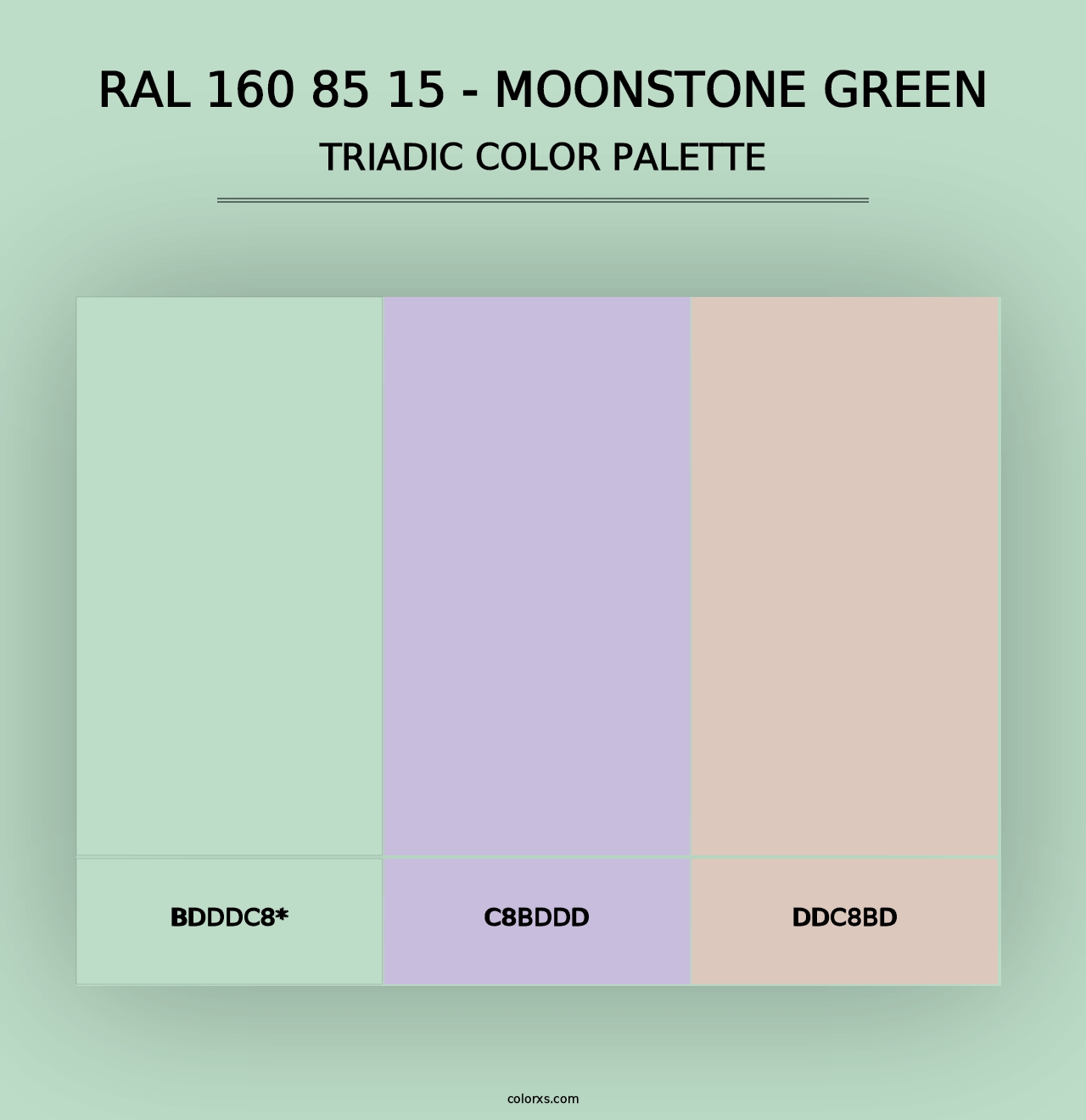 RAL 160 85 15 - Moonstone Green - Triadic Color Palette