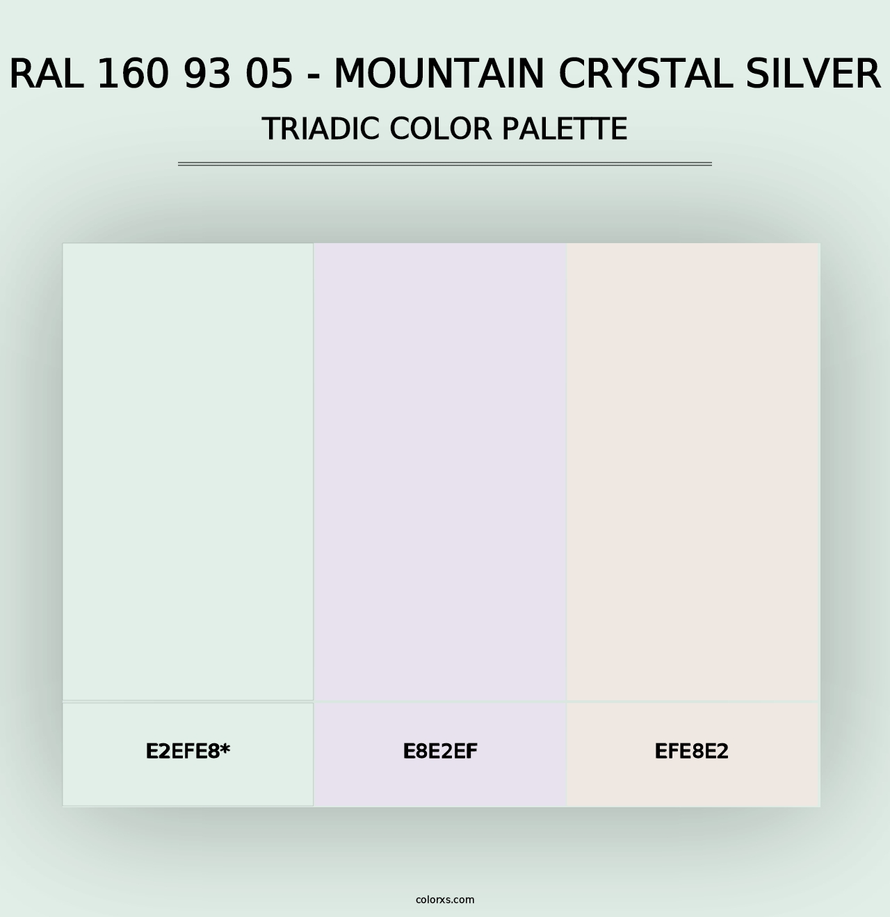 RAL 160 93 05 - Mountain Crystal Silver - Triadic Color Palette