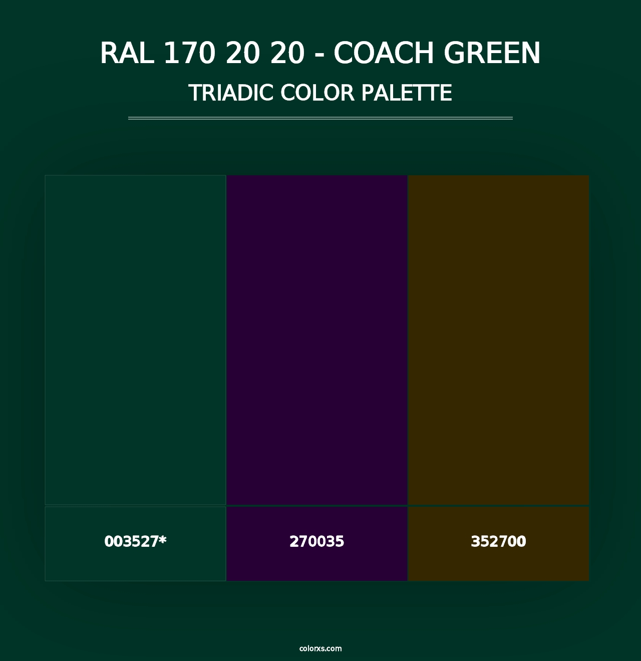 RAL 170 20 20 - Coach Green - Triadic Color Palette