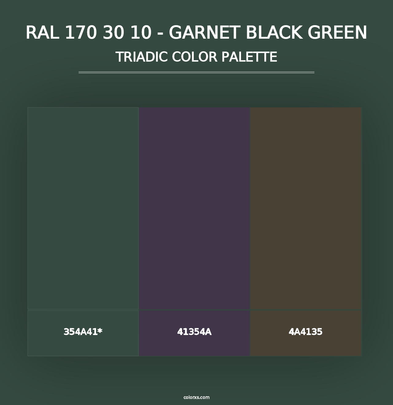 RAL 170 30 10 - Garnet Black Green - Triadic Color Palette