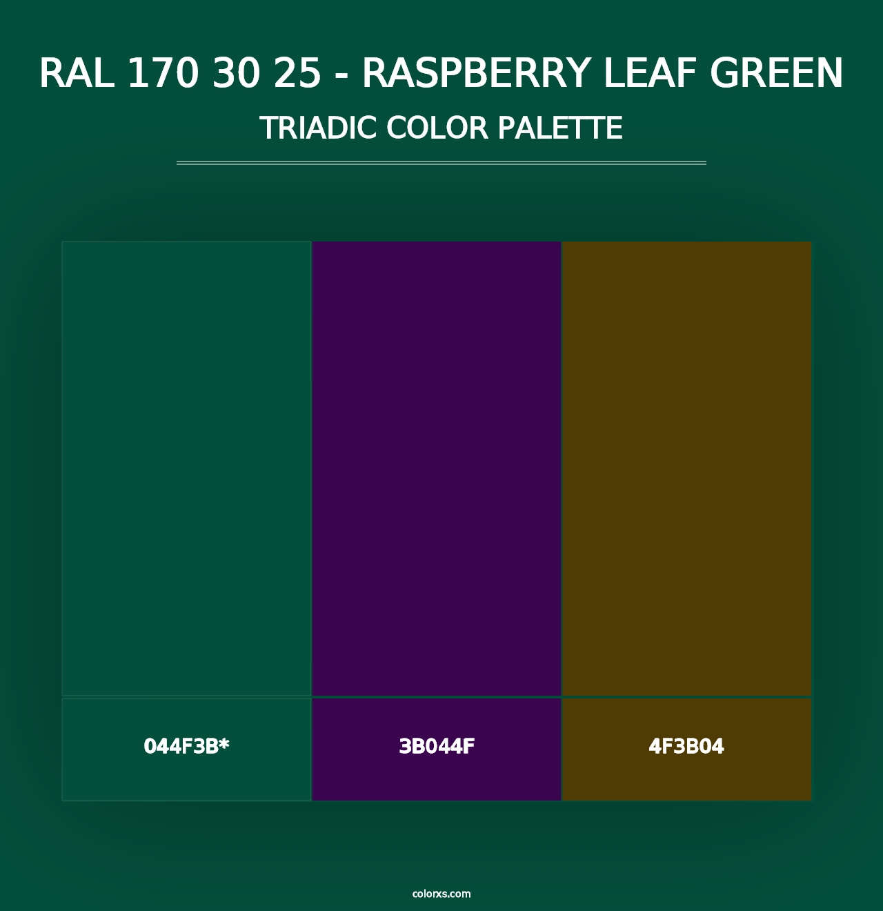 RAL 170 30 25 - Raspberry Leaf Green - Triadic Color Palette