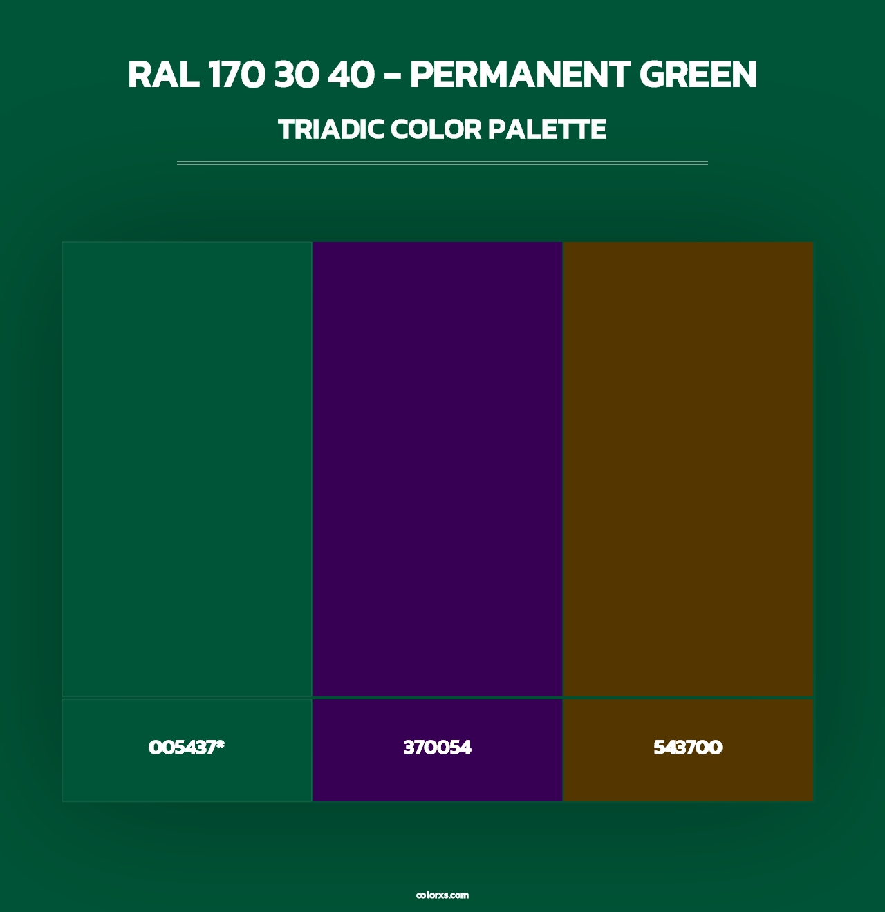 RAL 170 30 40 - Permanent Green - Triadic Color Palette