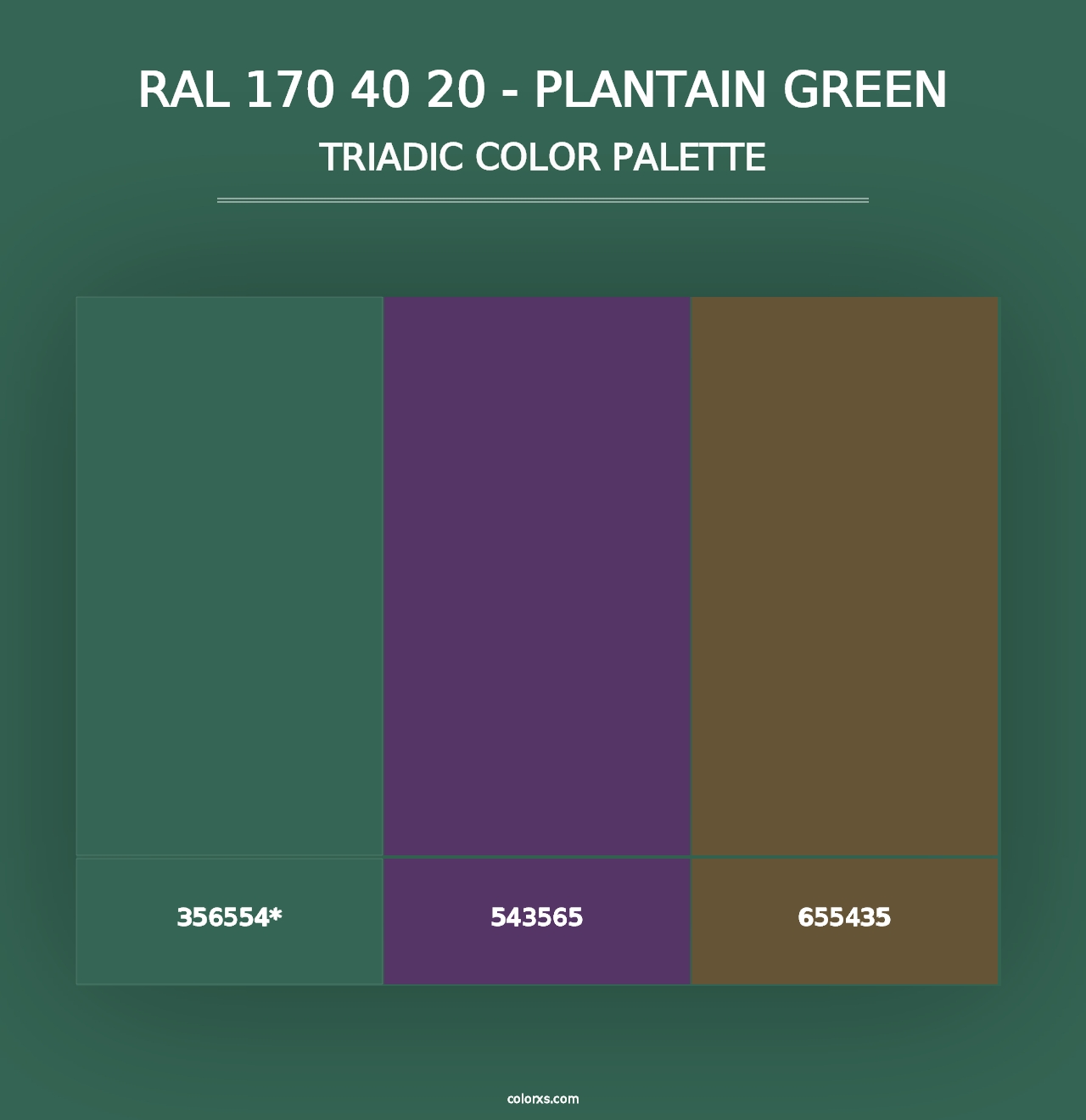 RAL 170 40 20 - Plantain Green - Triadic Color Palette