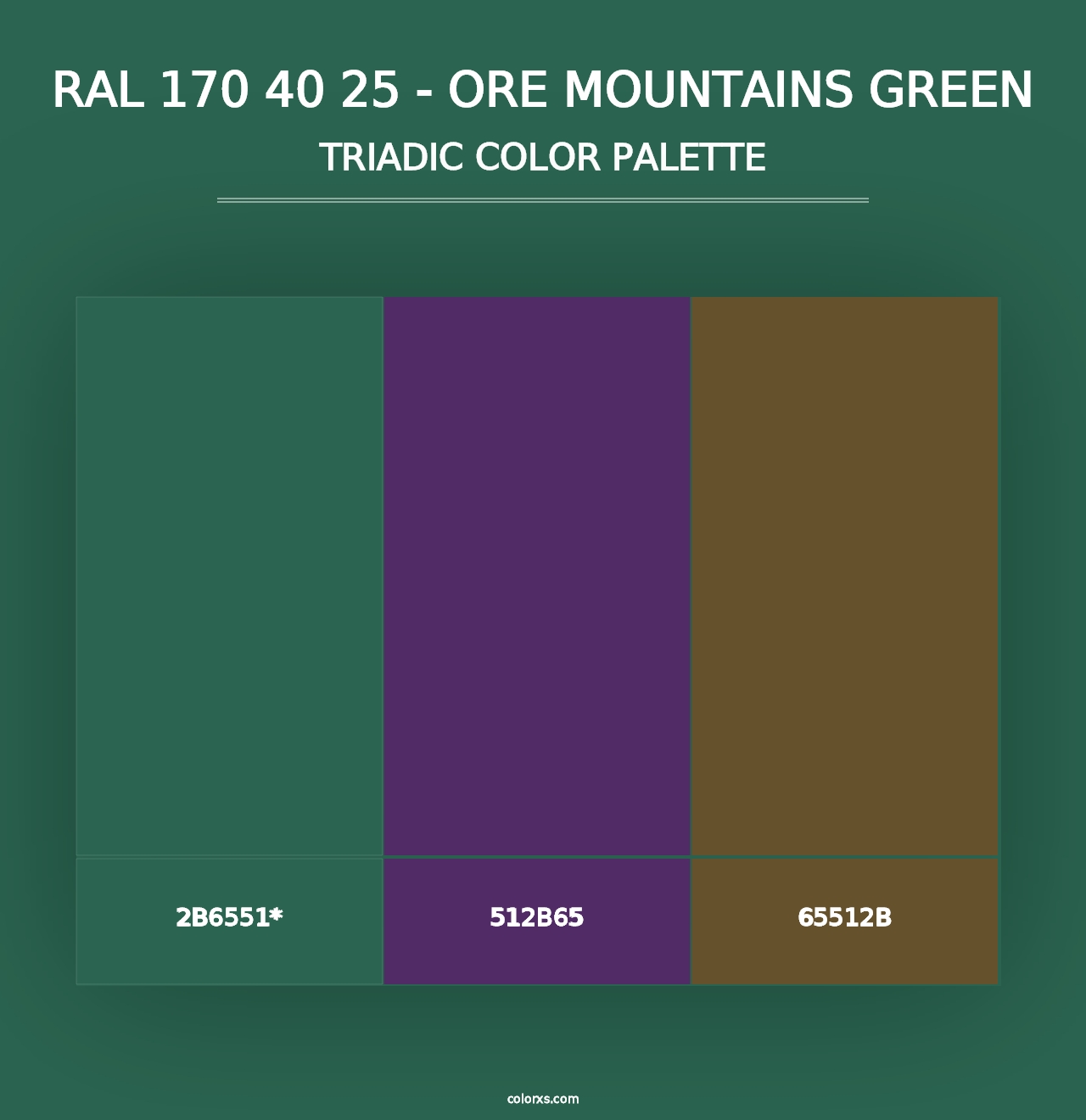 RAL 170 40 25 - Ore Mountains Green - Triadic Color Palette