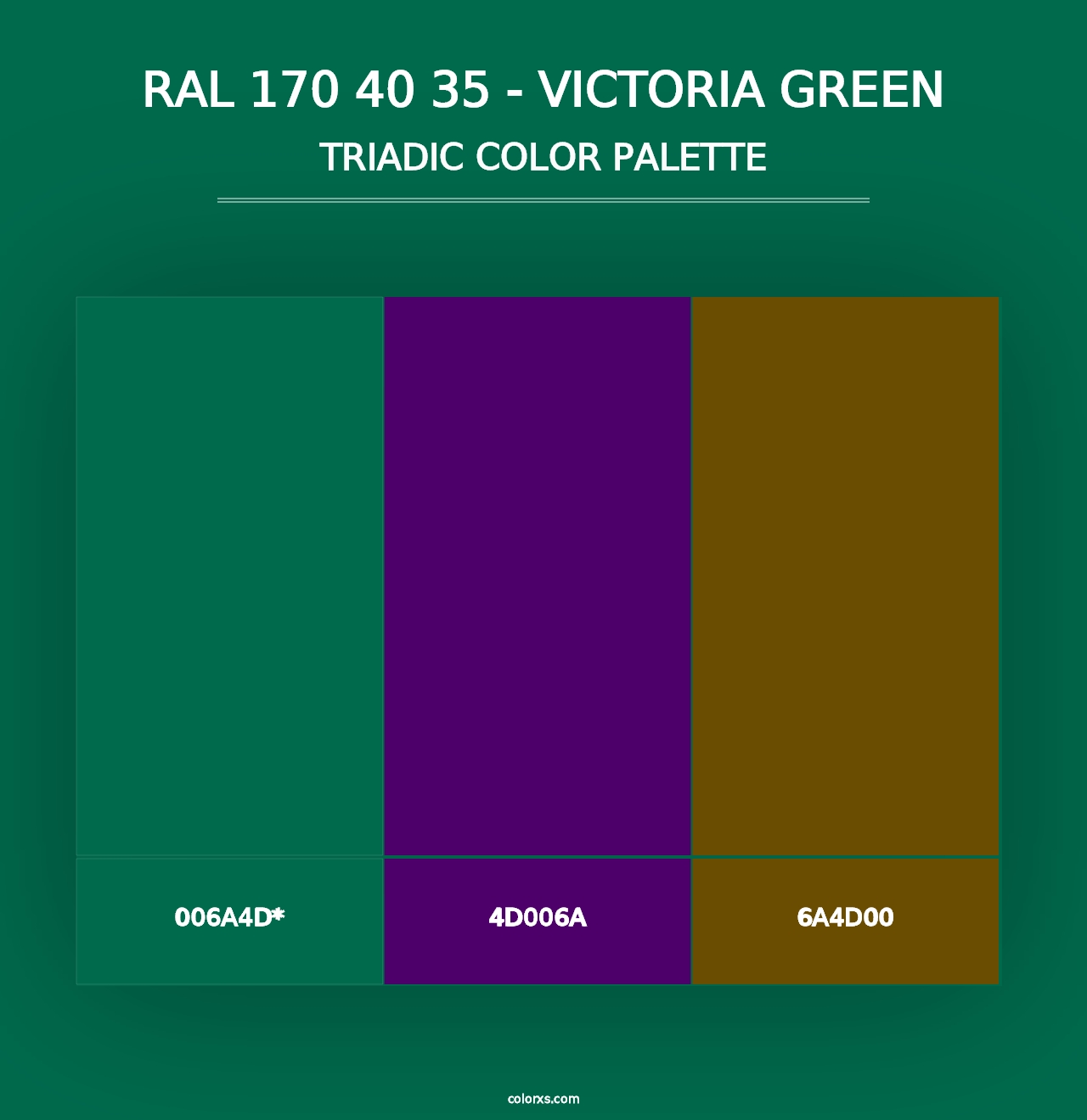 RAL 170 40 35 - Victoria Green - Triadic Color Palette