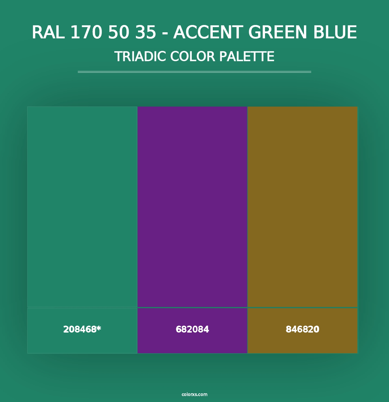 RAL 170 50 35 - Accent Green Blue - Triadic Color Palette