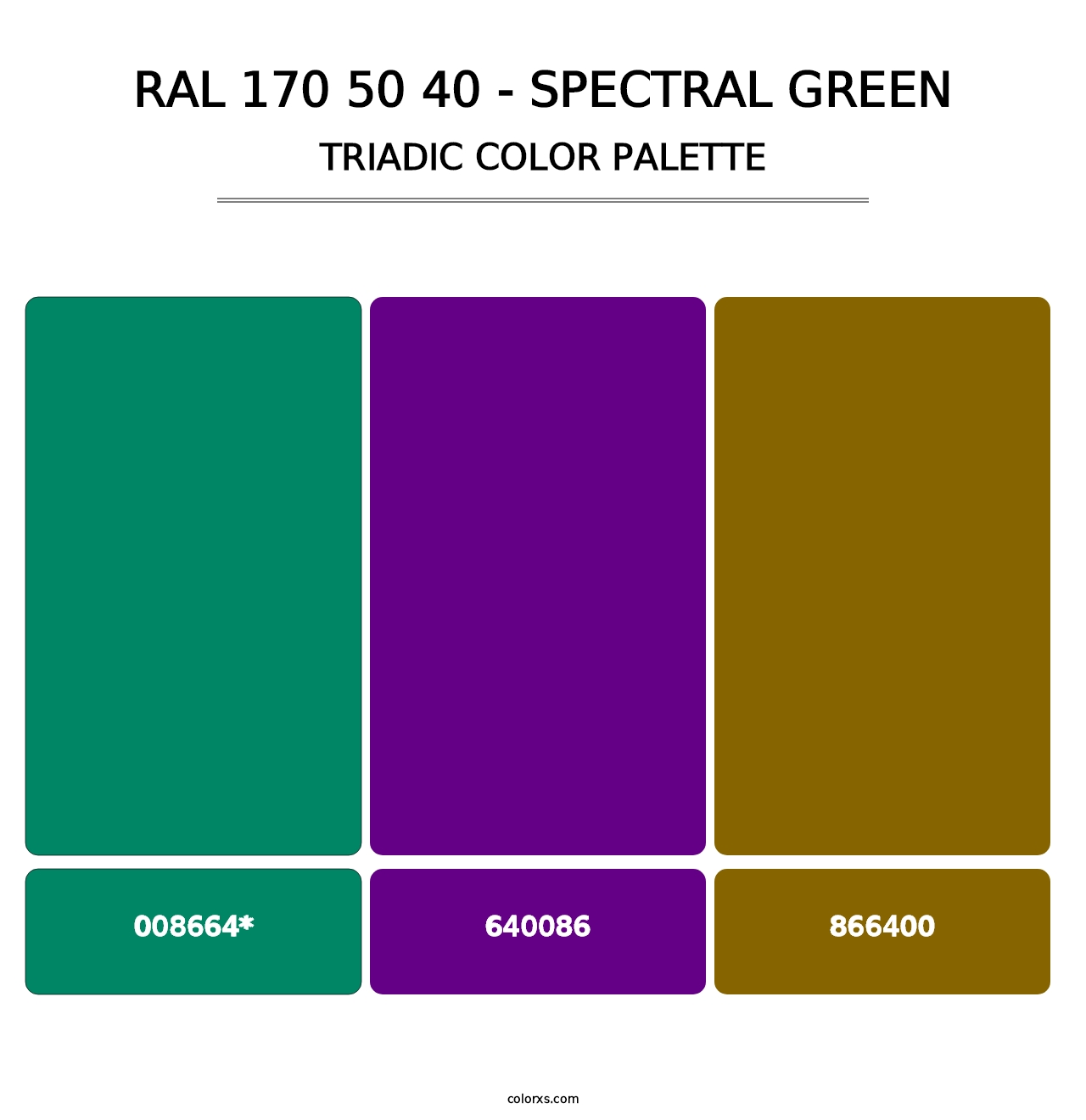 RAL 170 50 40 - Spectral Green - Triadic Color Palette