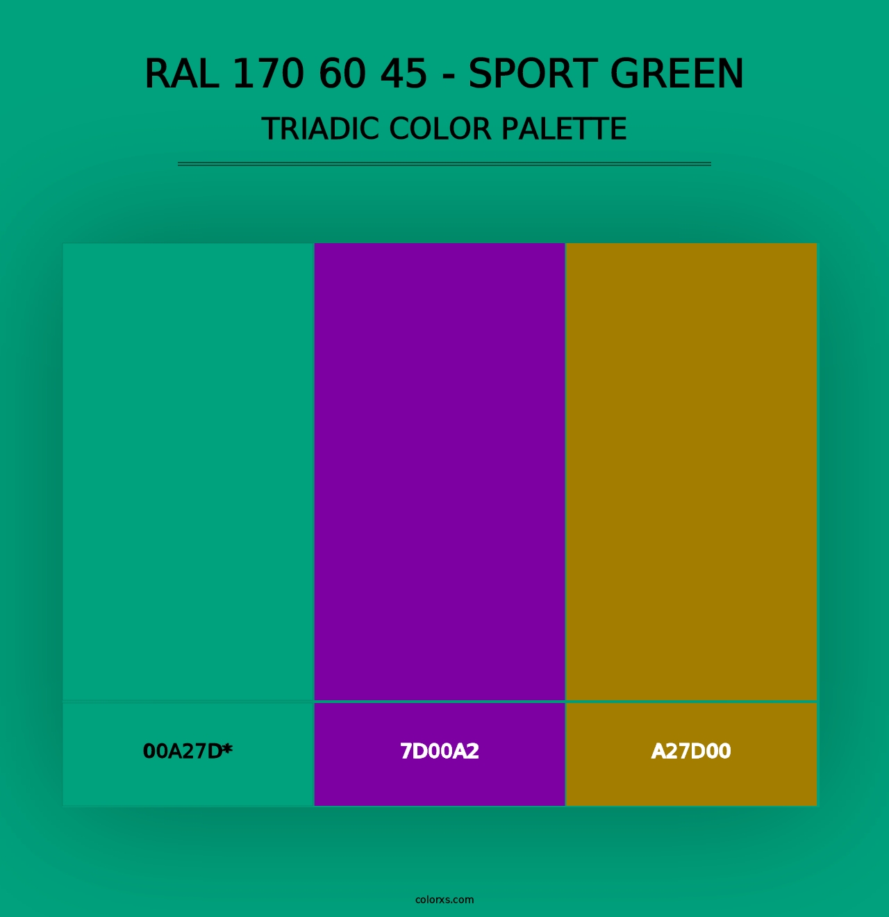 RAL 170 60 45 - Sport Green - Triadic Color Palette