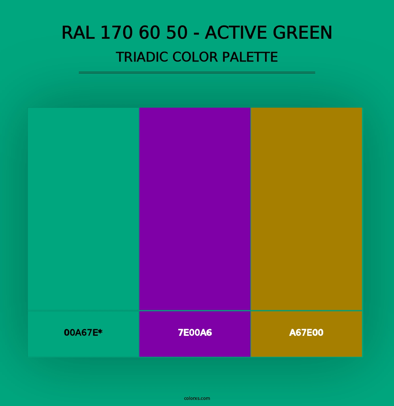 RAL 170 60 50 - Active Green - Triadic Color Palette