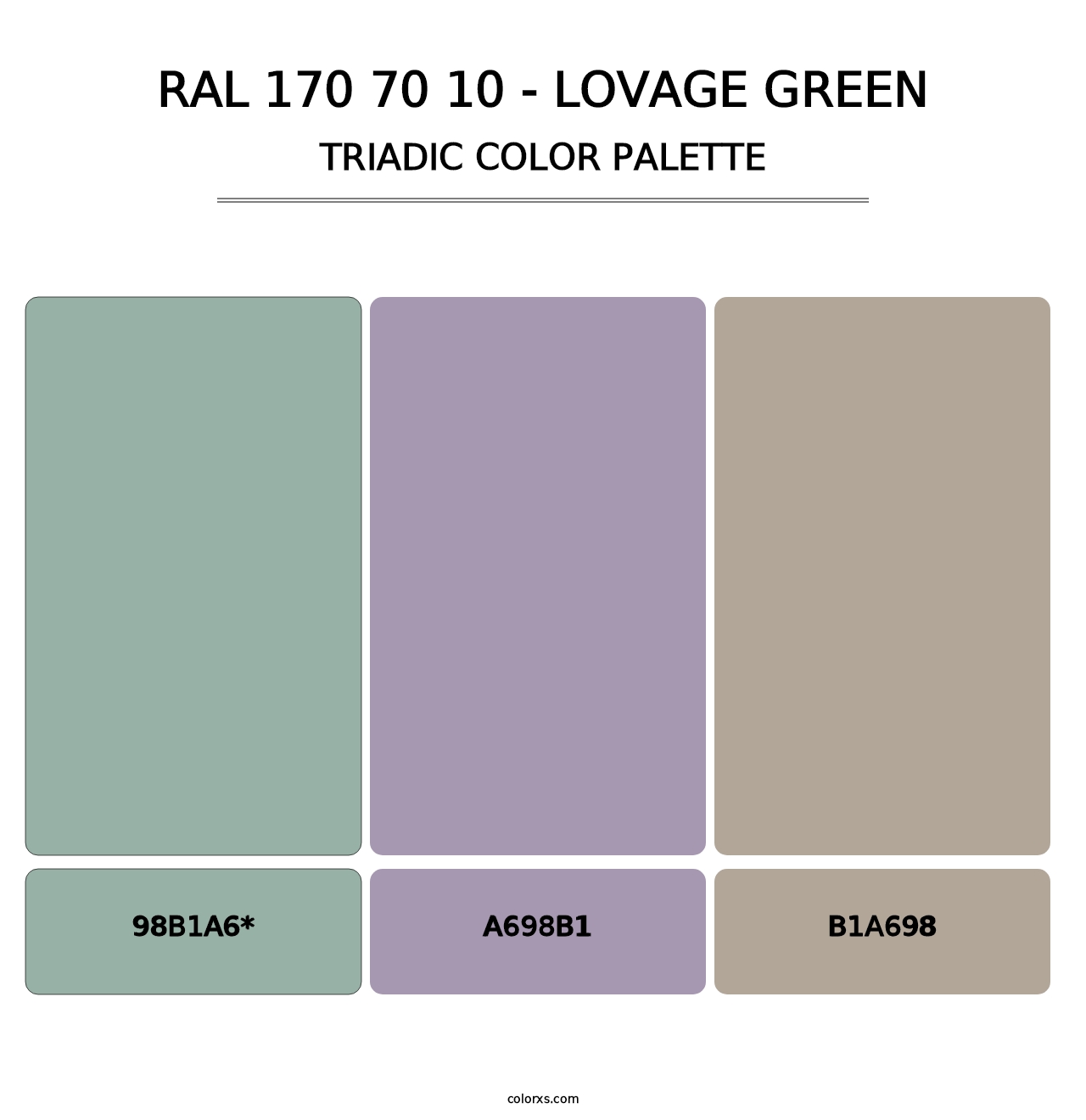 RAL 170 70 10 - Lovage Green - Triadic Color Palette