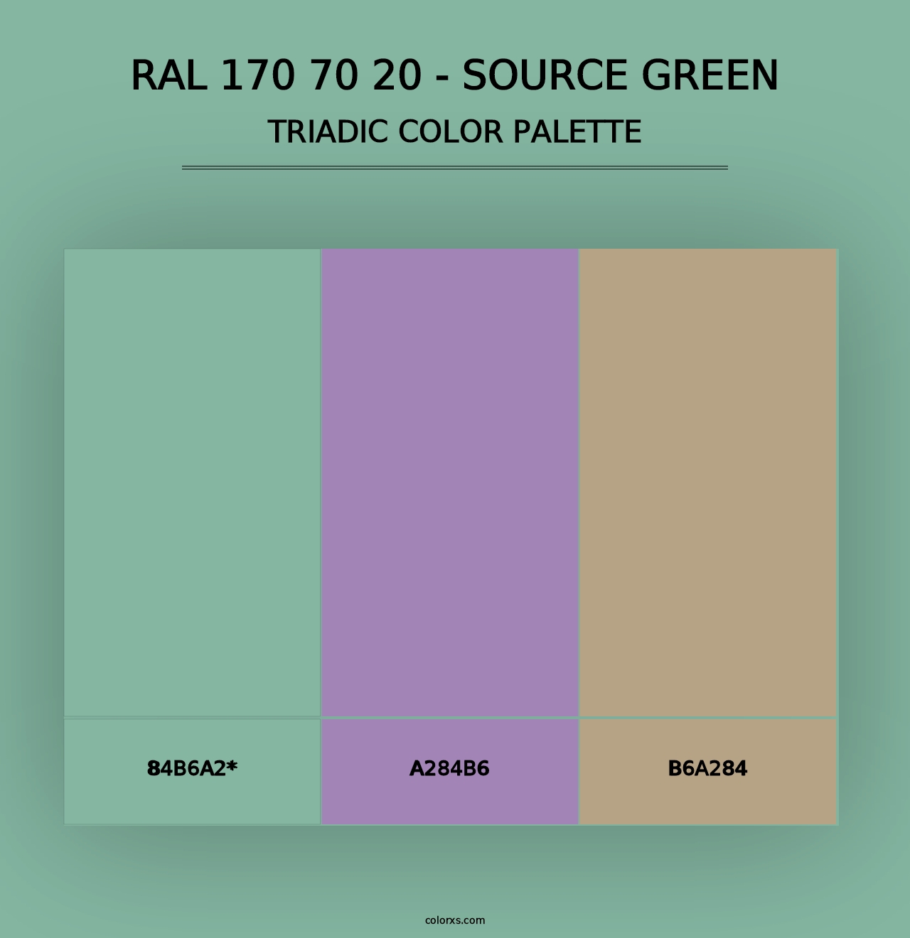 RAL 170 70 20 - Source Green - Triadic Color Palette