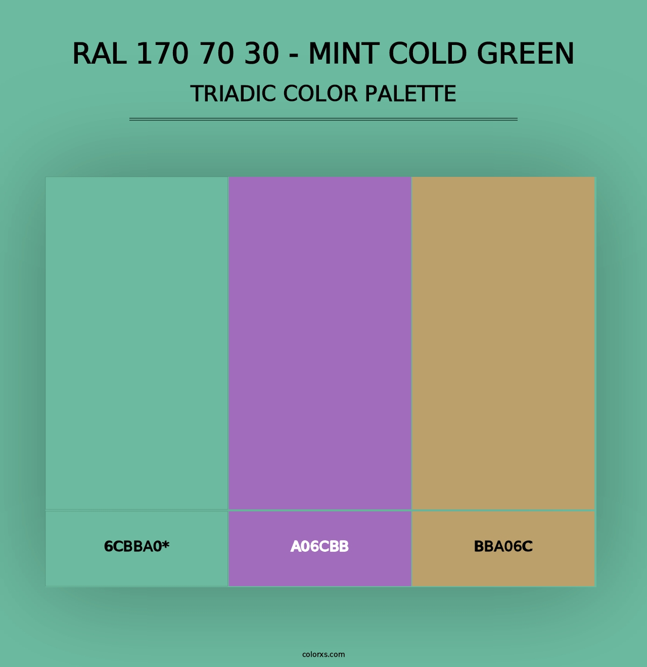 RAL 170 70 30 - Mint Cold Green - Triadic Color Palette