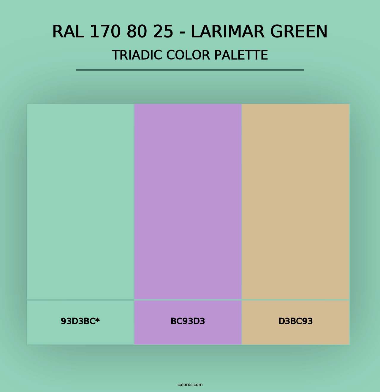 RAL 170 80 25 - Larimar Green - Triadic Color Palette