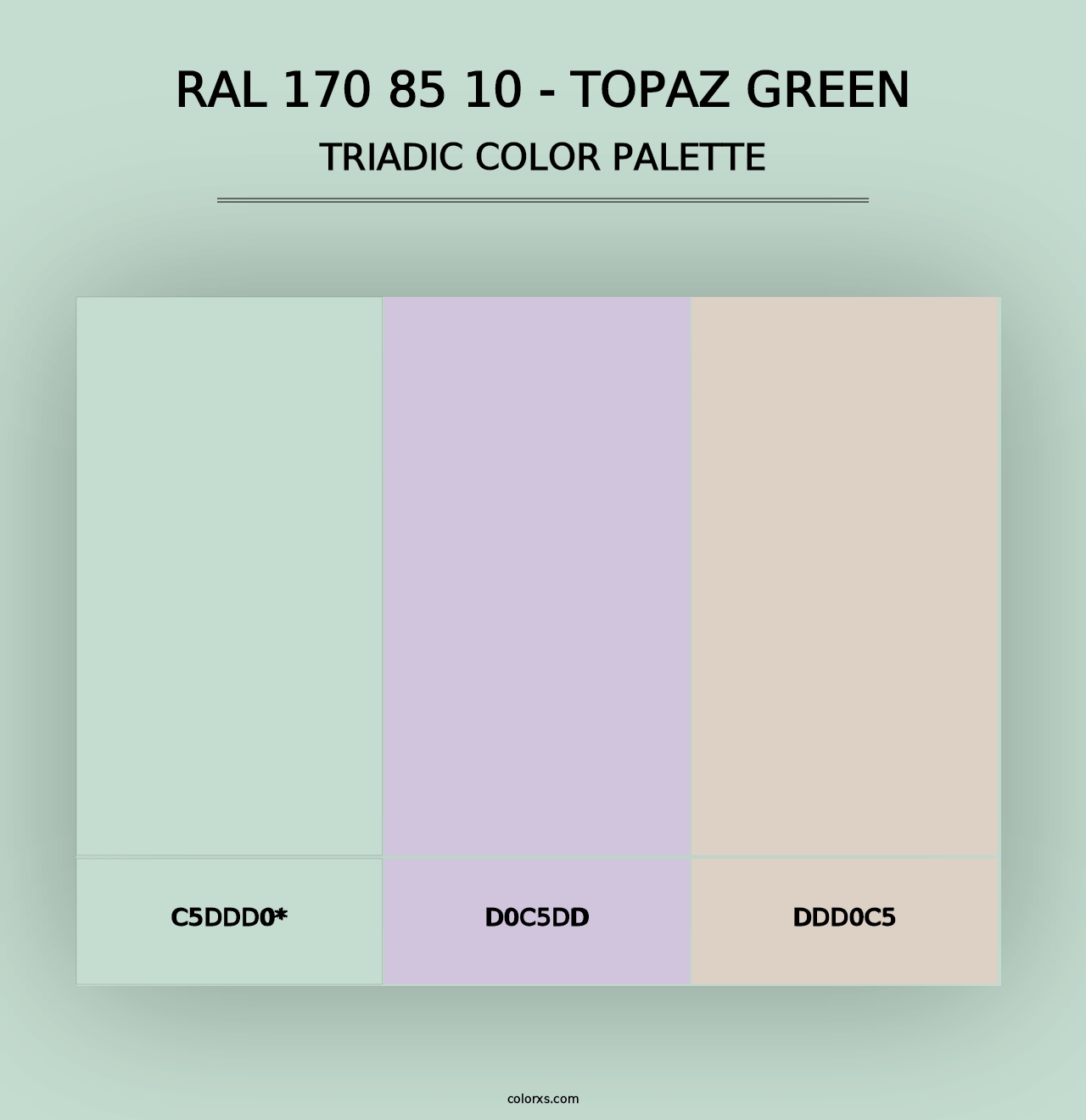 RAL 170 85 10 - Topaz Green - Triadic Color Palette