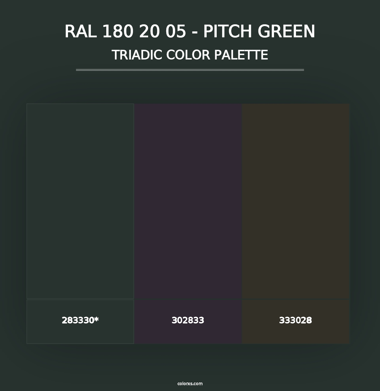 RAL 180 20 05 - Pitch Green - Triadic Color Palette