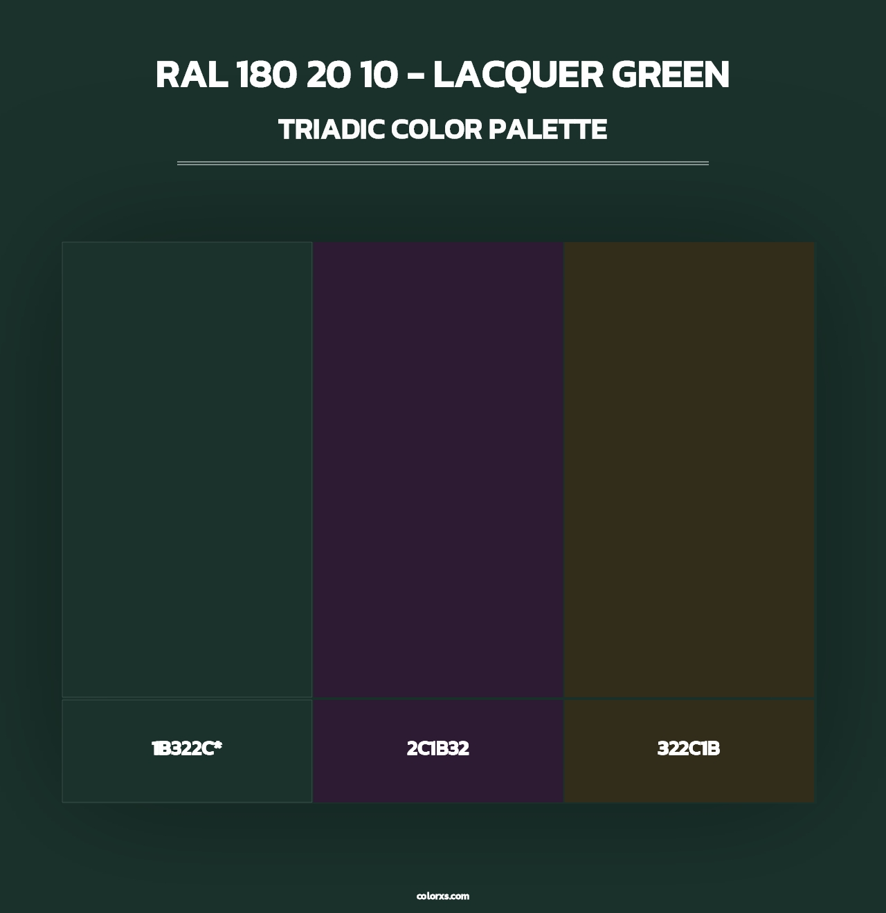 RAL 180 20 10 - Lacquer Green - Triadic Color Palette