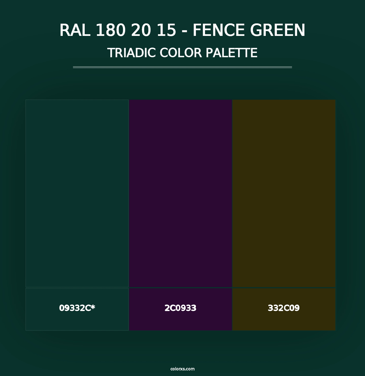 RAL 180 20 15 - Fence Green - Triadic Color Palette