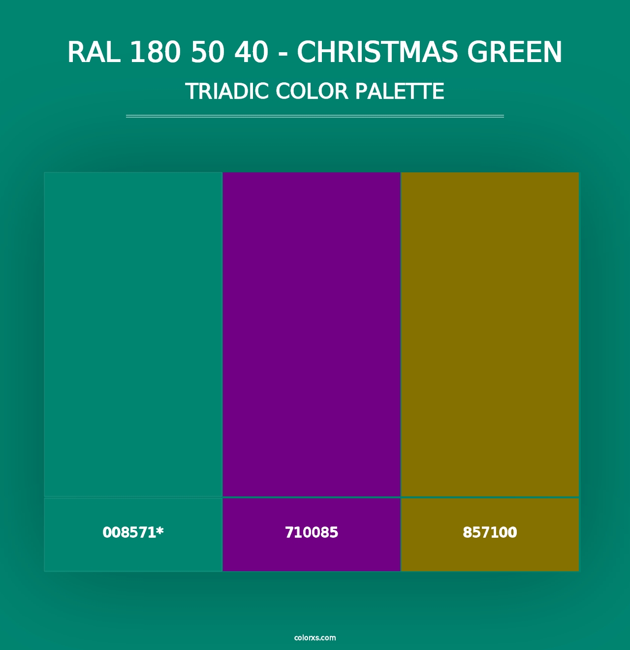 RAL 180 50 40 - Christmas Green - Triadic Color Palette