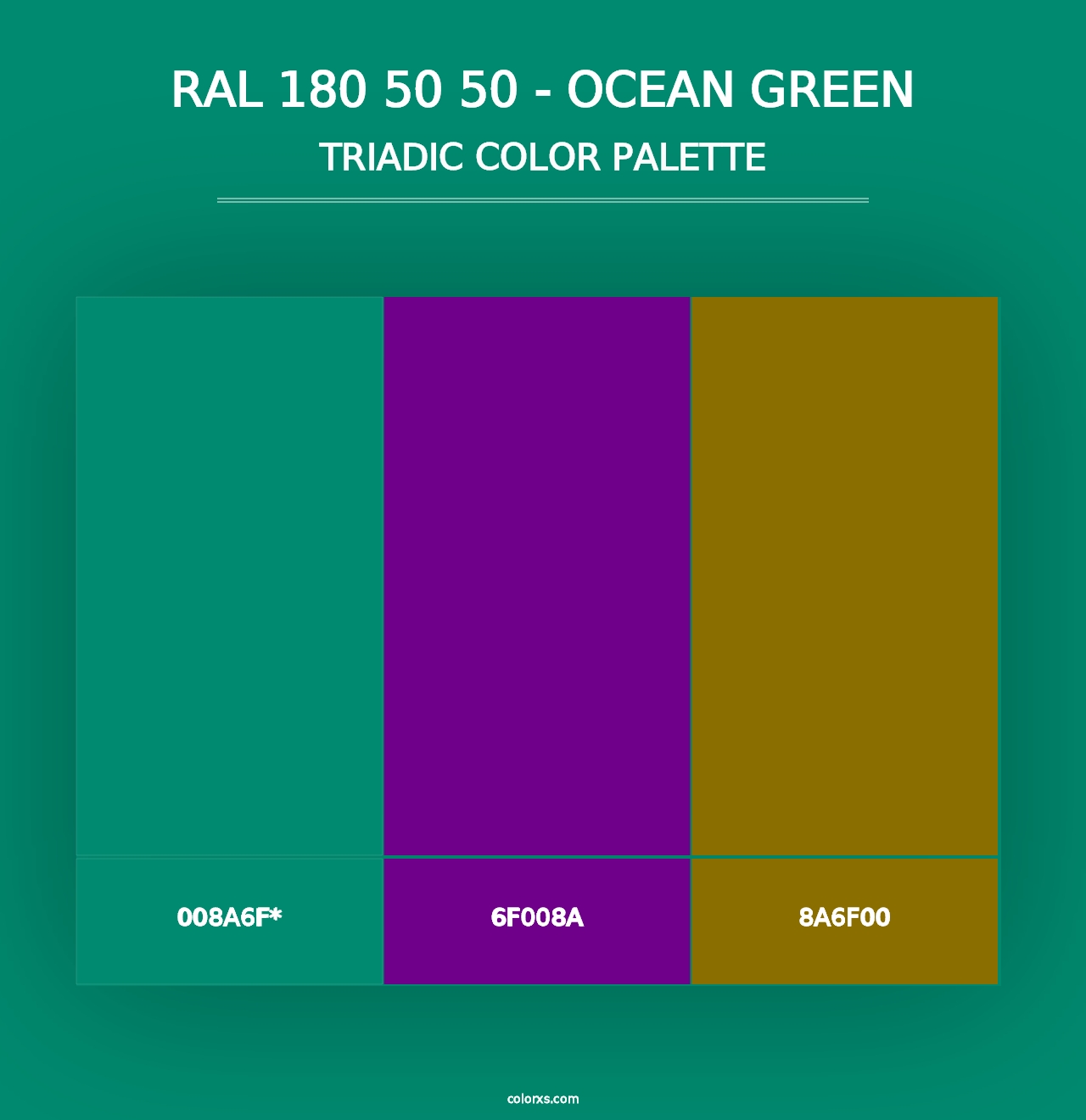 RAL 180 50 50 - Ocean Green - Triadic Color Palette