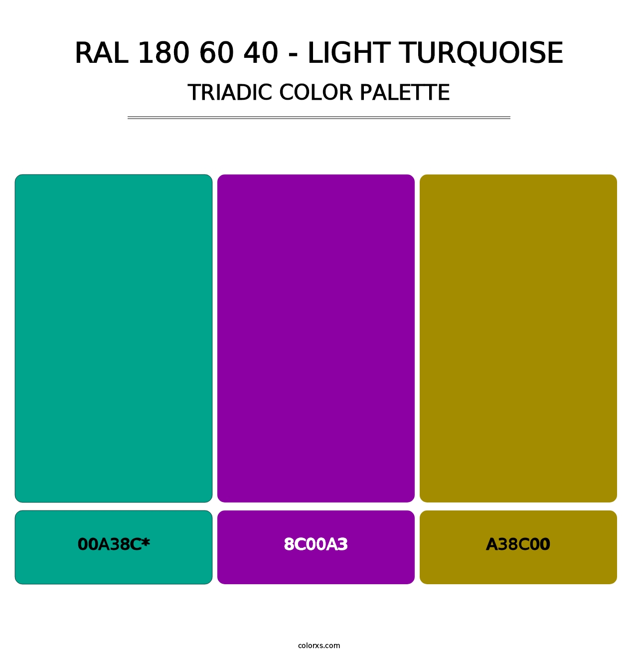 RAL 180 60 40 - Light Turquoise - Triadic Color Palette