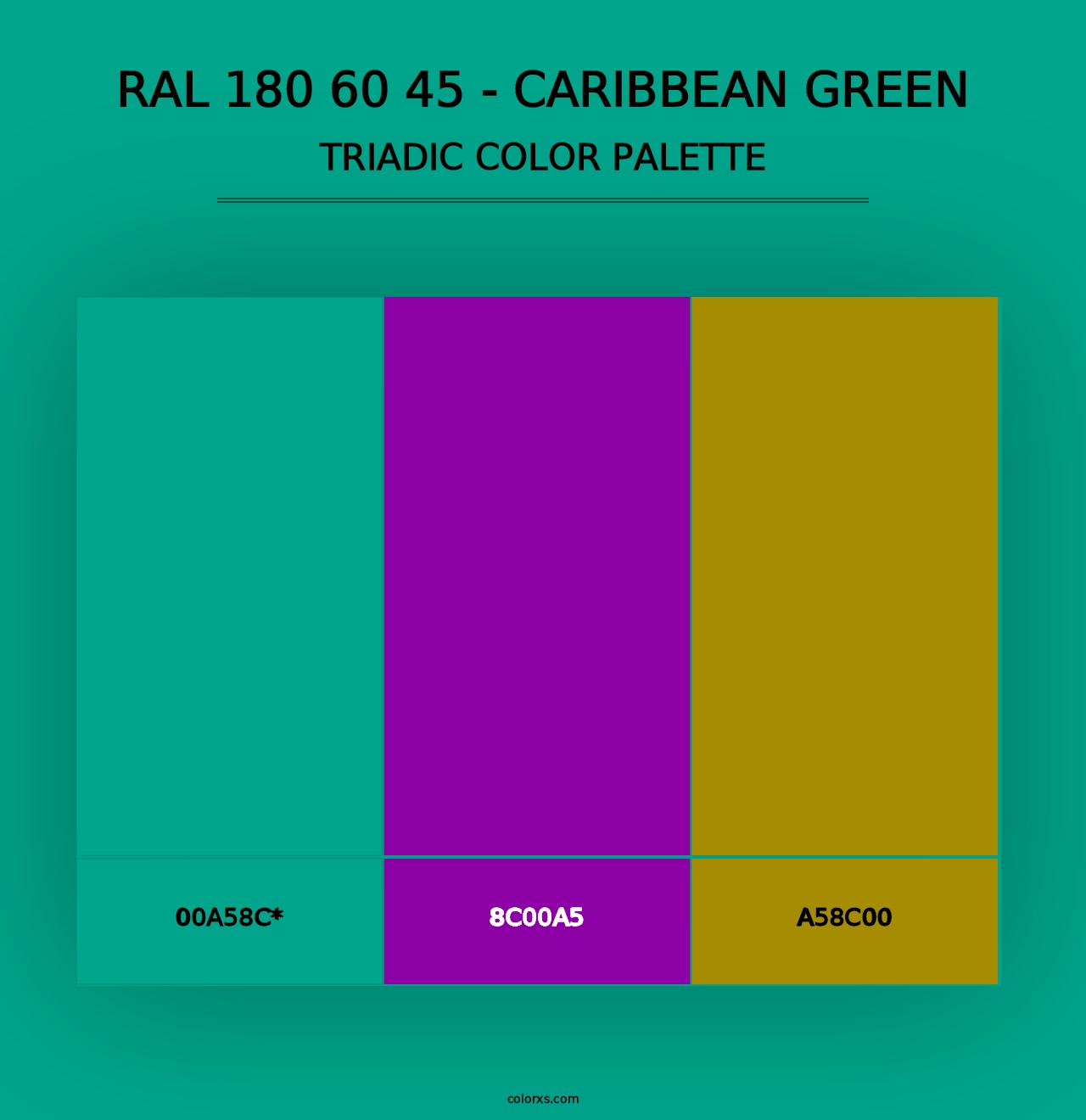 RAL 180 60 45 - Caribbean Green - Triadic Color Palette