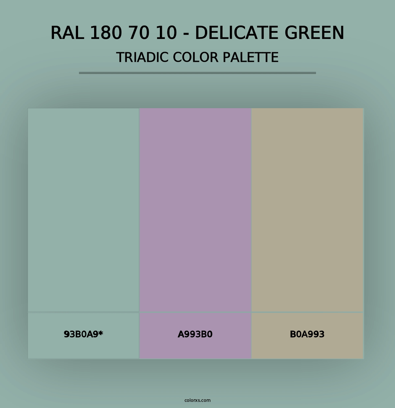 RAL 180 70 10 - Delicate Green - Triadic Color Palette