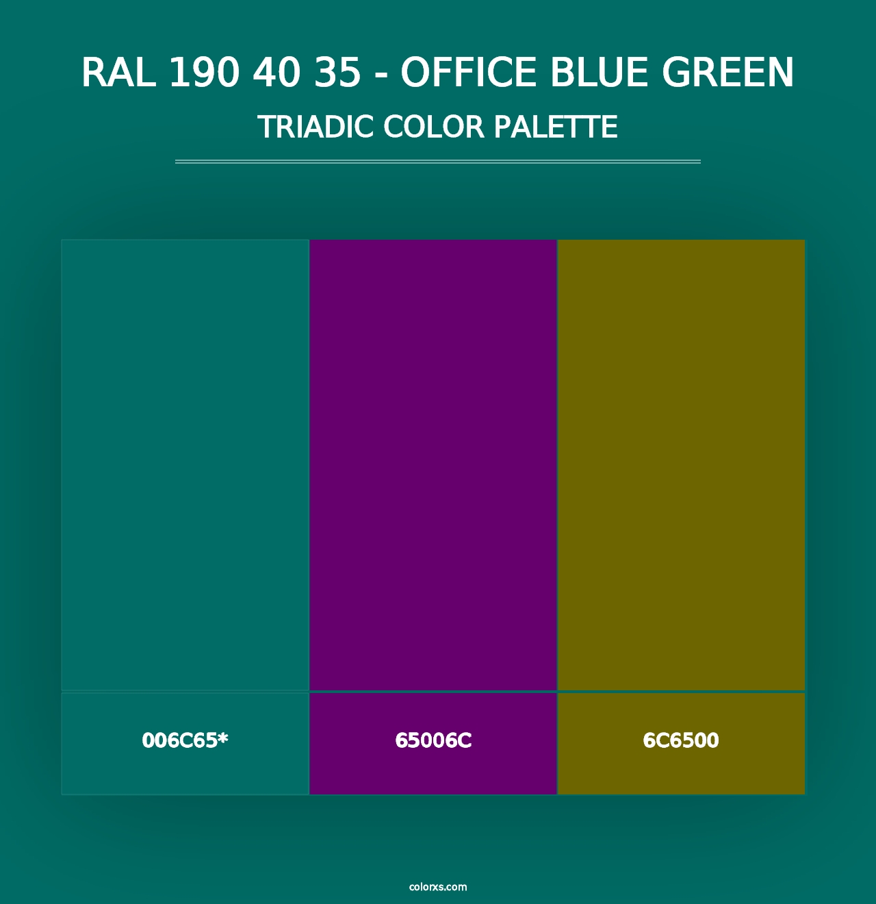 RAL 190 40 35 - Office Blue Green - Triadic Color Palette