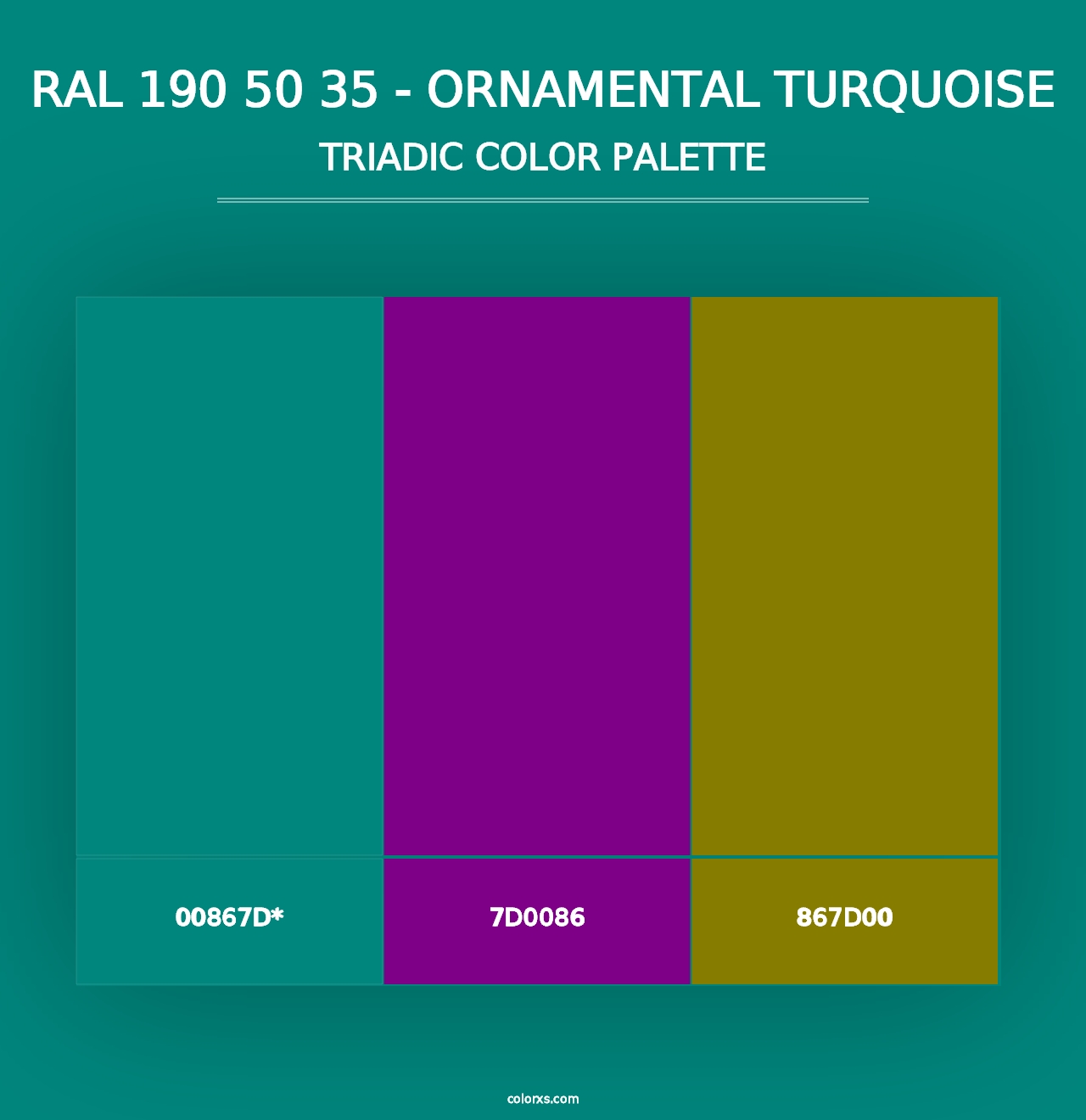 RAL 190 50 35 - Ornamental Turquoise - Triadic Color Palette