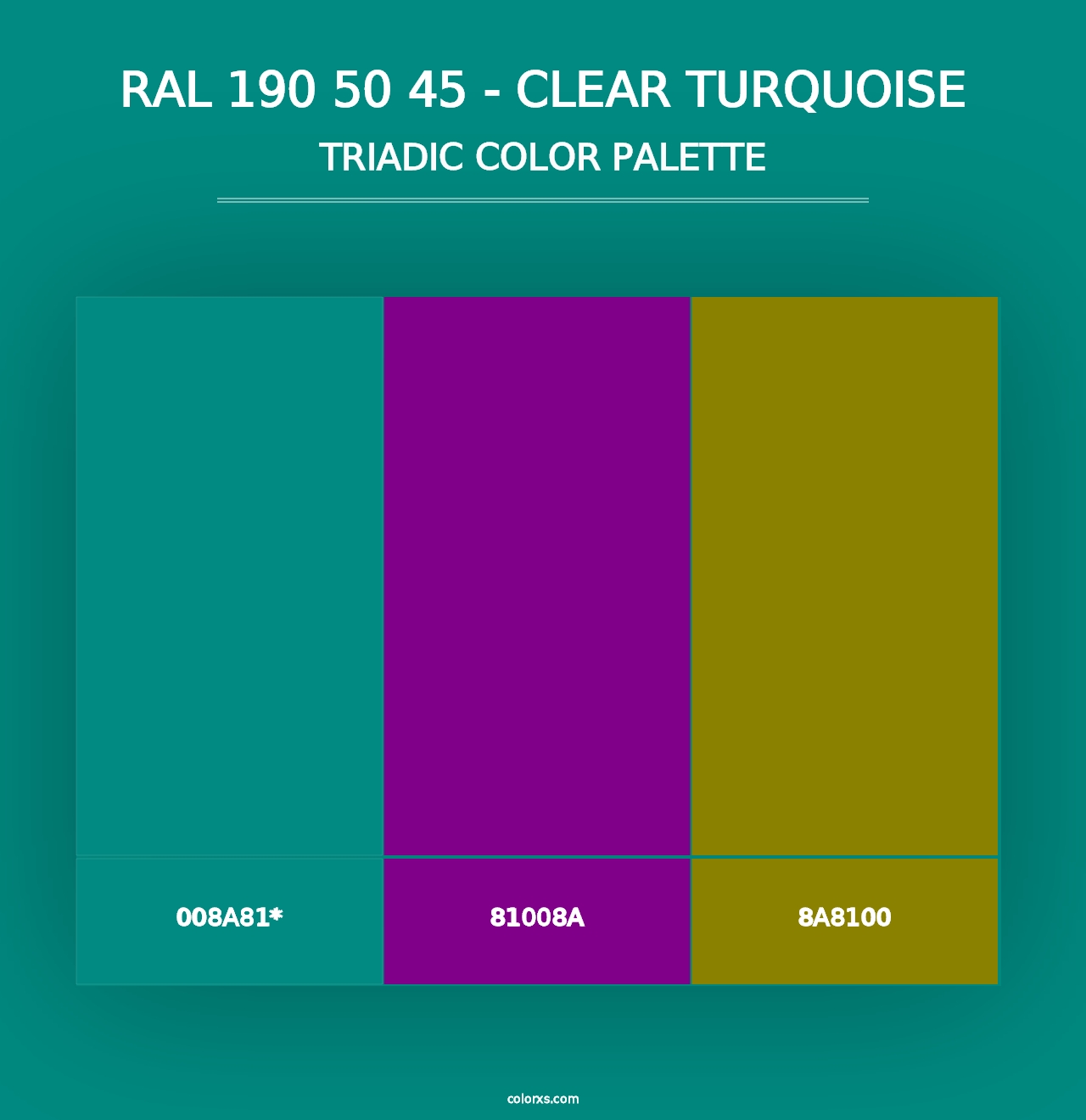 RAL 190 50 45 - Clear Turquoise - Triadic Color Palette