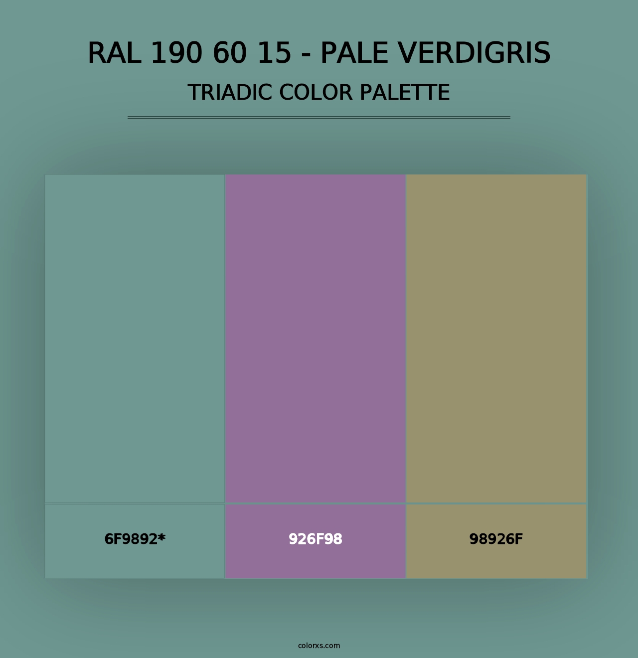 RAL 190 60 15 - Pale Verdigris - Triadic Color Palette