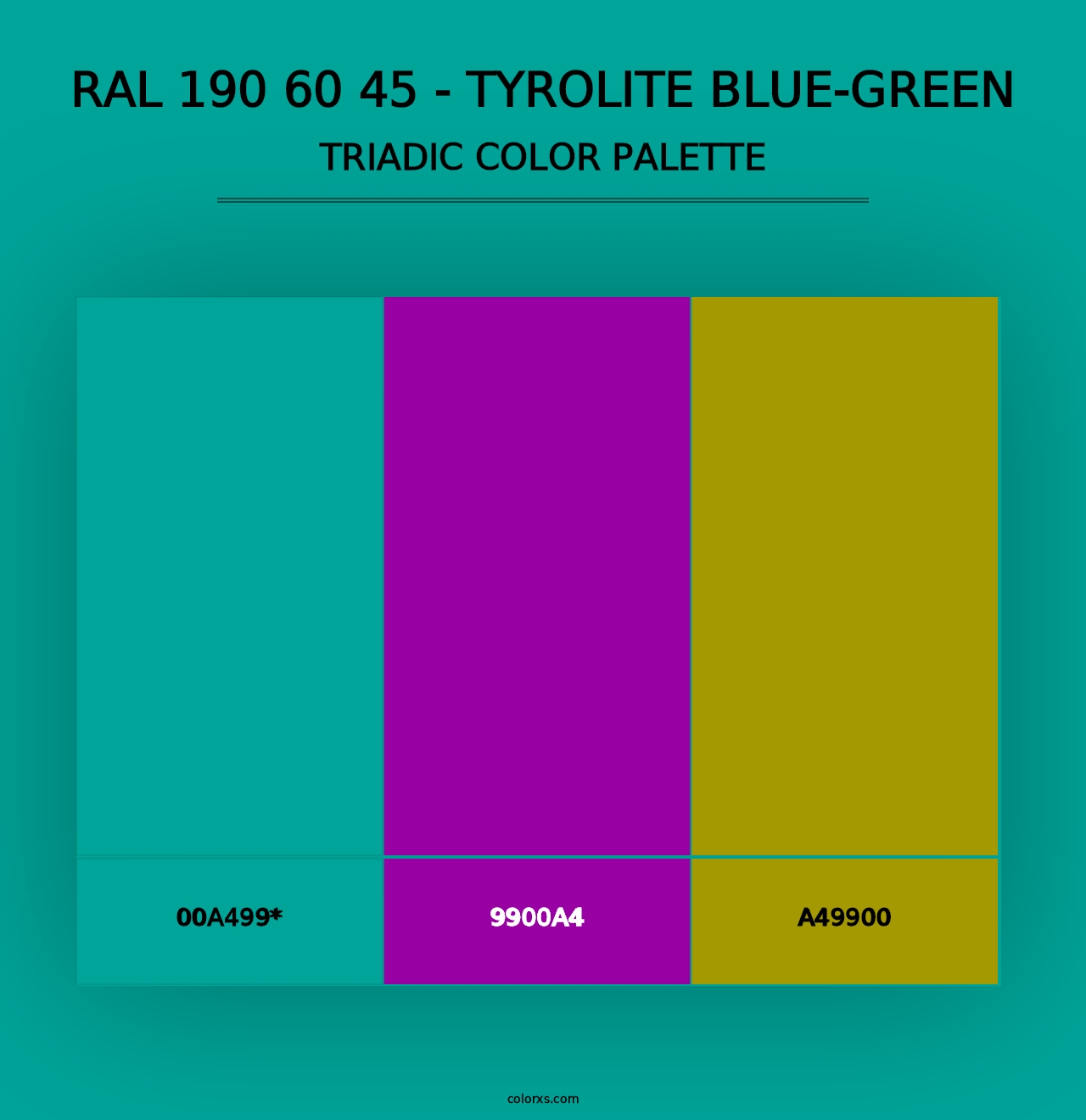 RAL 190 60 45 - Tyrolite Blue-Green - Triadic Color Palette