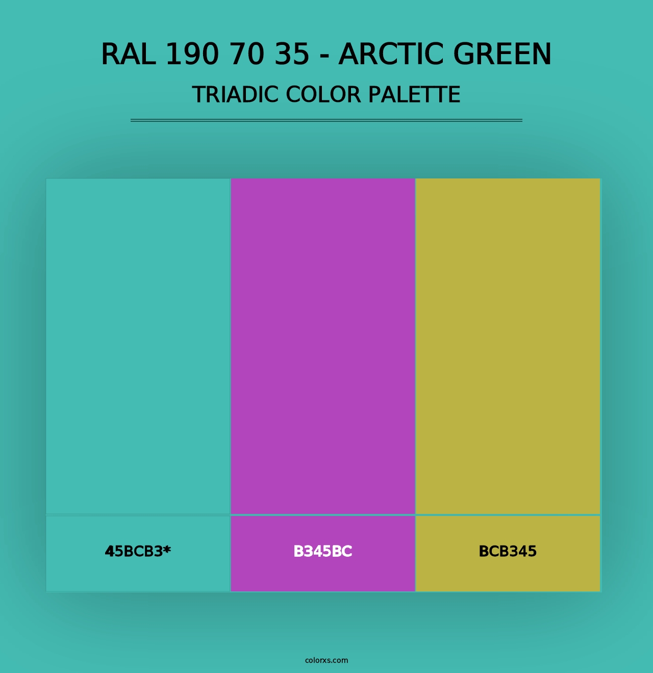 RAL 190 70 35 - Arctic Green - Triadic Color Palette