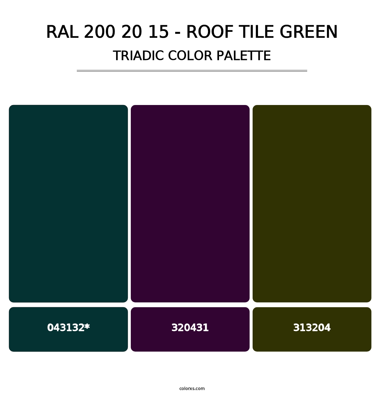 RAL 200 20 15 - Roof Tile Green - Triadic Color Palette