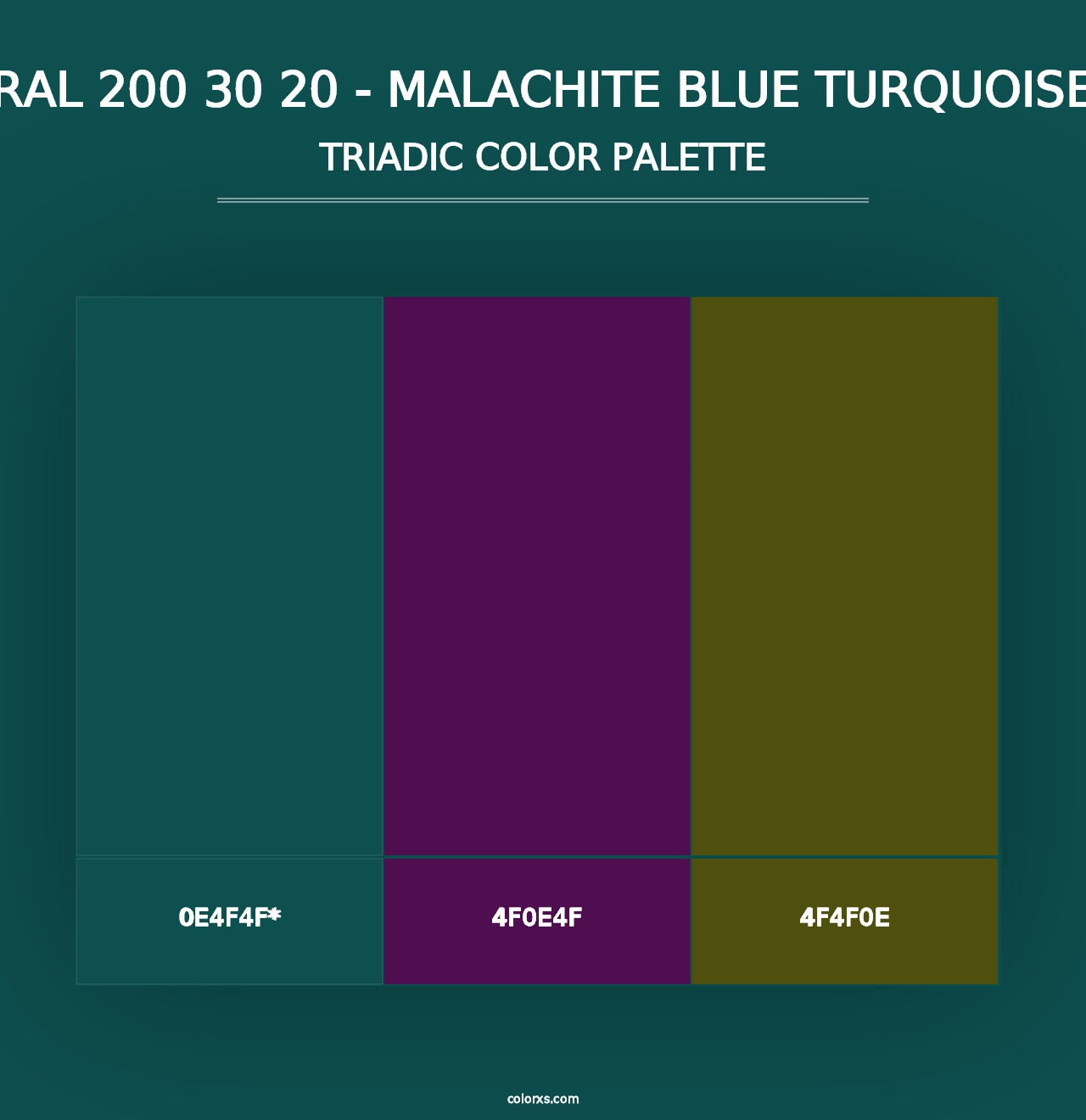 RAL 200 30 20 - Malachite Blue Turquoise - Triadic Color Palette