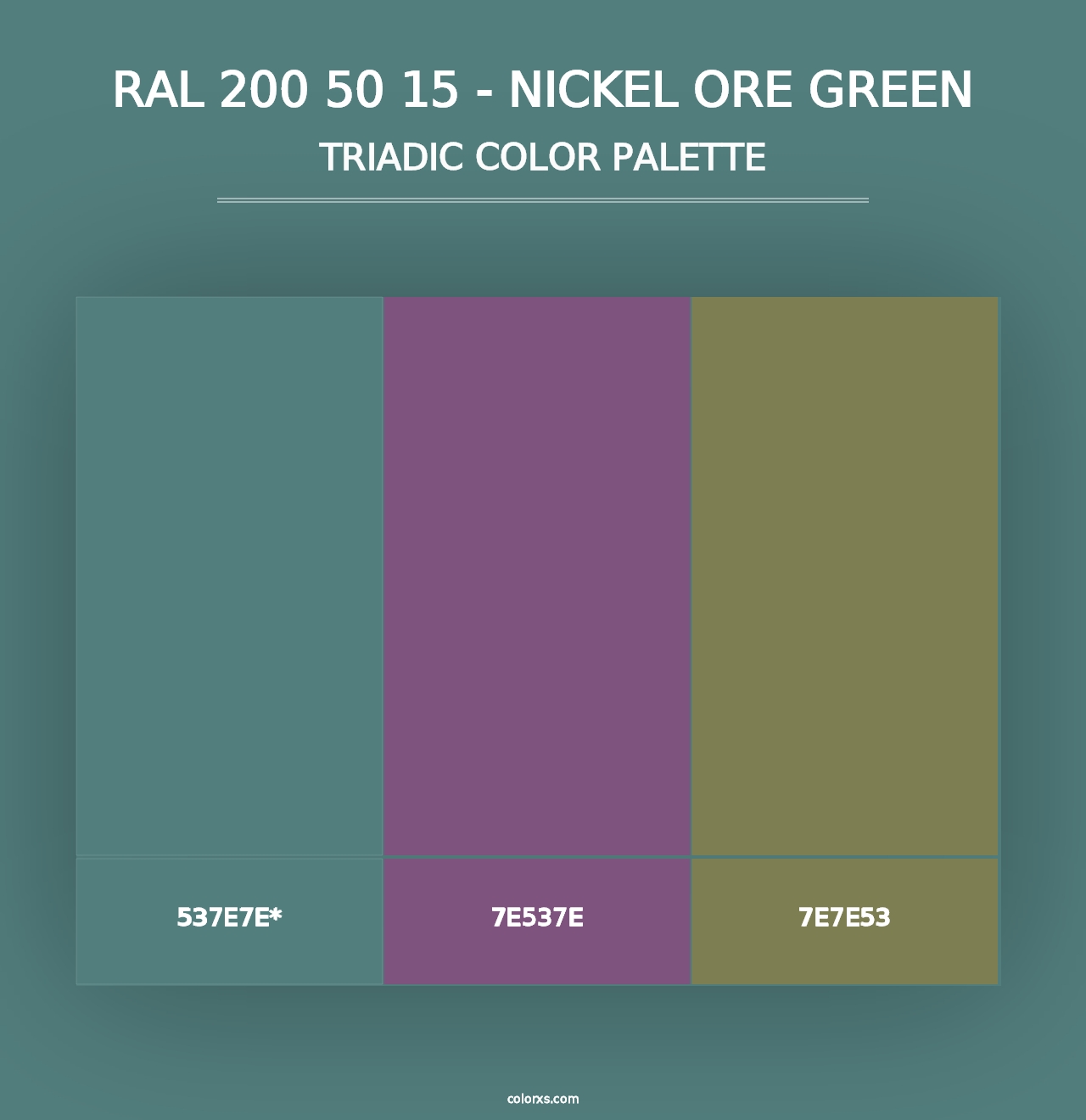 RAL 200 50 15 - Nickel Ore Green - Triadic Color Palette