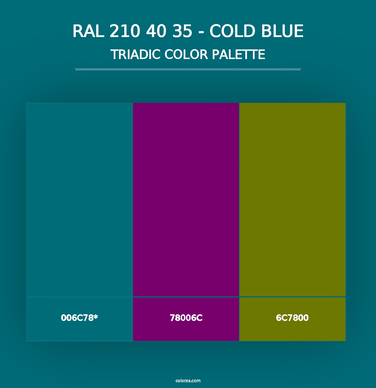 RAL 210 40 35 - Cold Blue - Triadic Color Palette