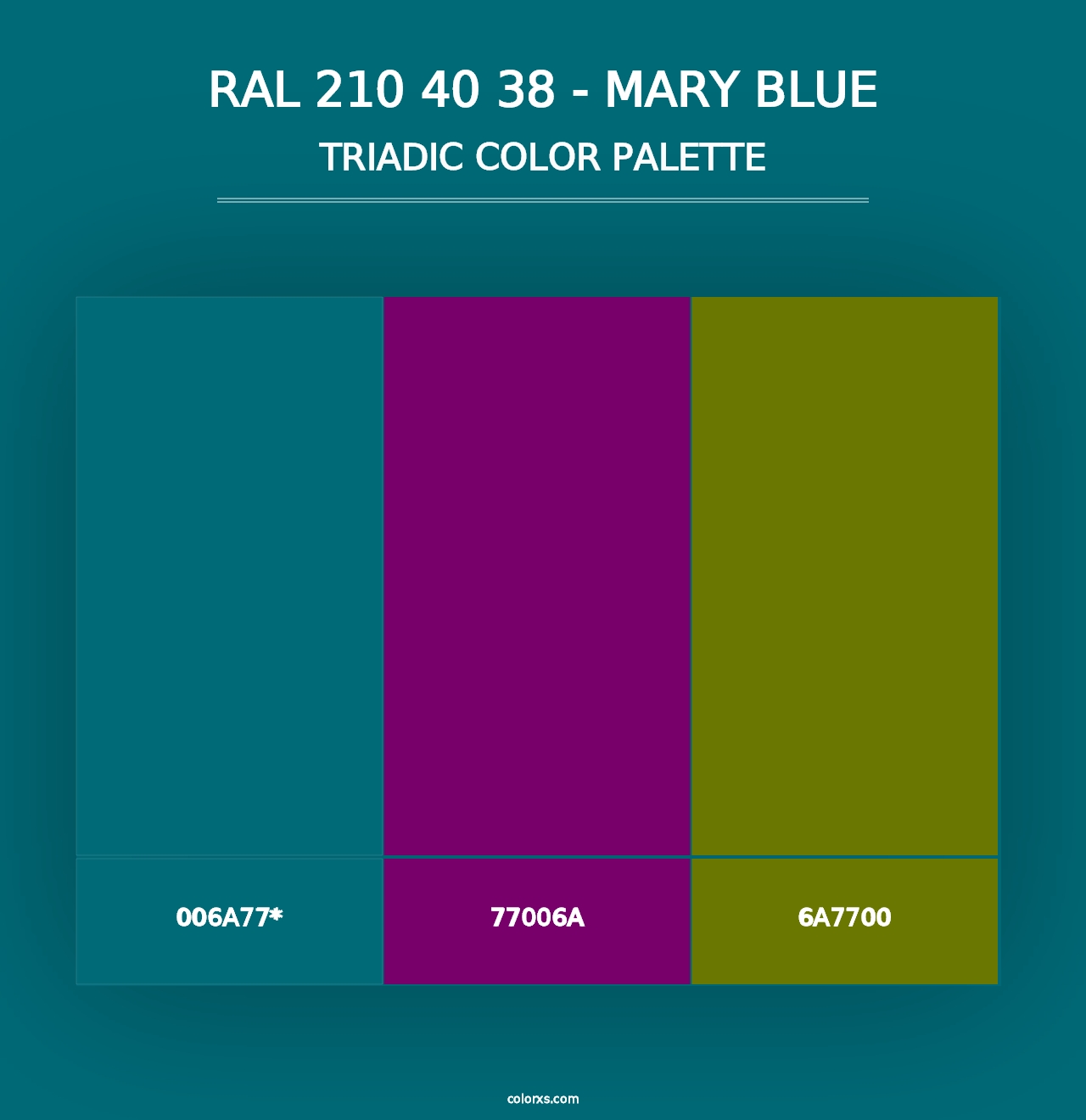 RAL 210 40 38 - Mary Blue - Triadic Color Palette