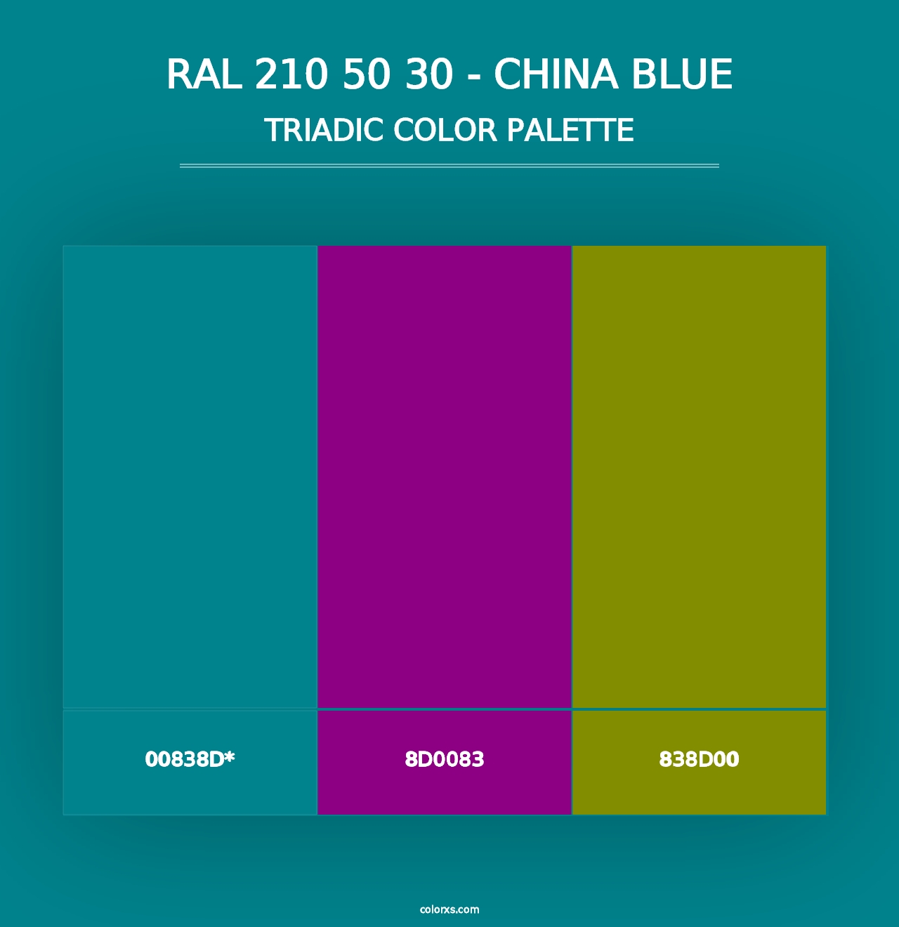 RAL 210 50 30 - China Blue - Triadic Color Palette