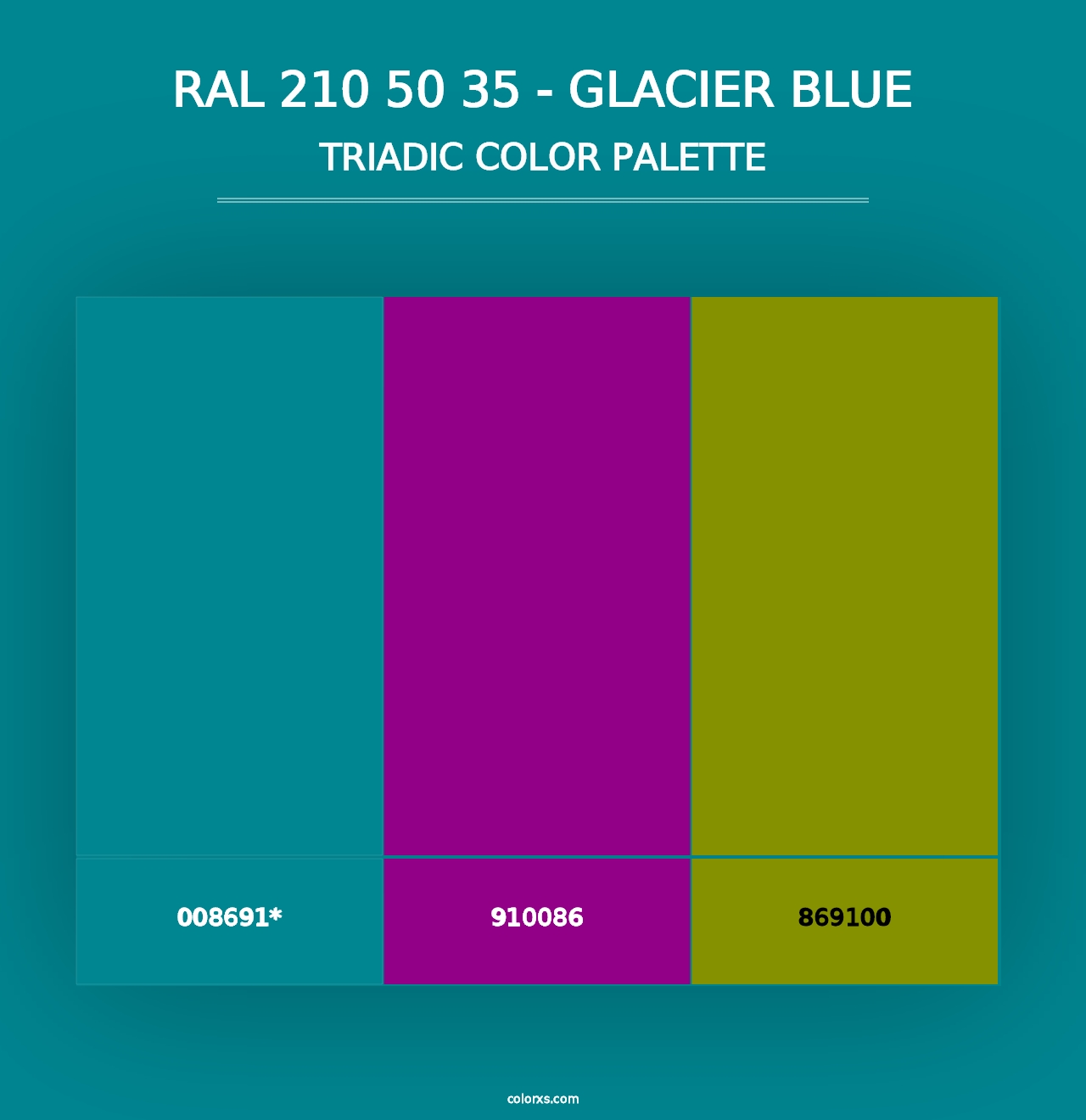 RAL 210 50 35 - Glacier Blue - Triadic Color Palette