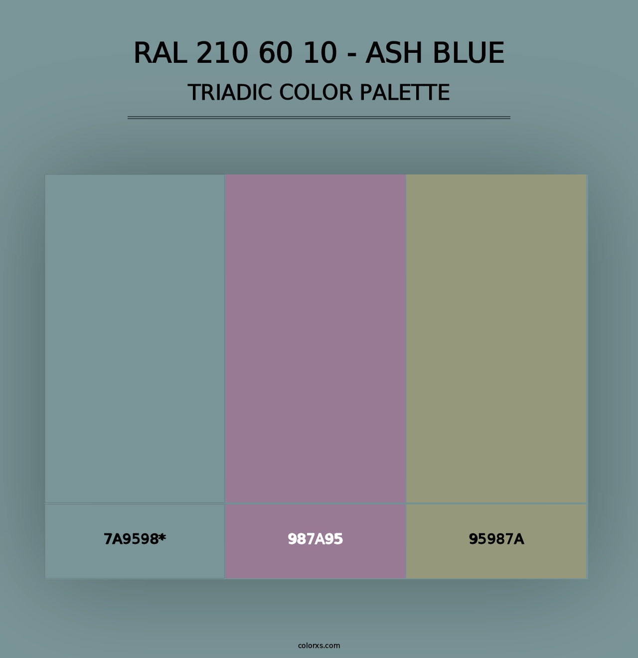 RAL 210 60 10 - Ash Blue - Triadic Color Palette