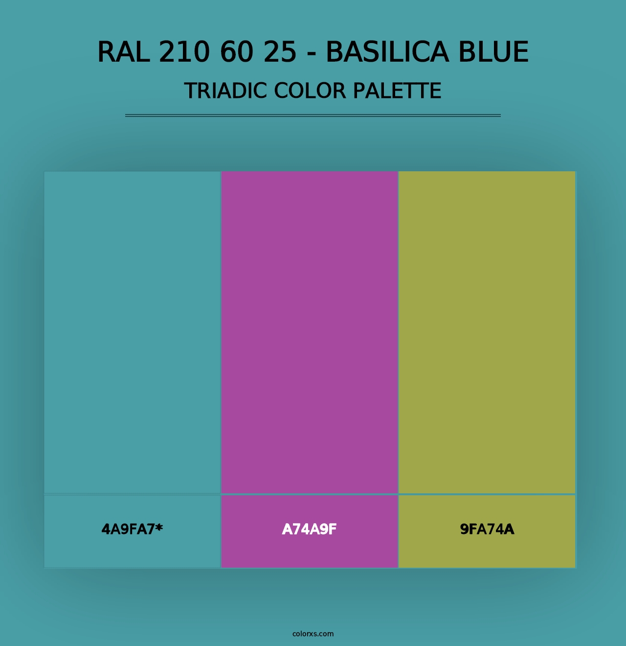 RAL 210 60 25 - Basilica Blue - Triadic Color Palette