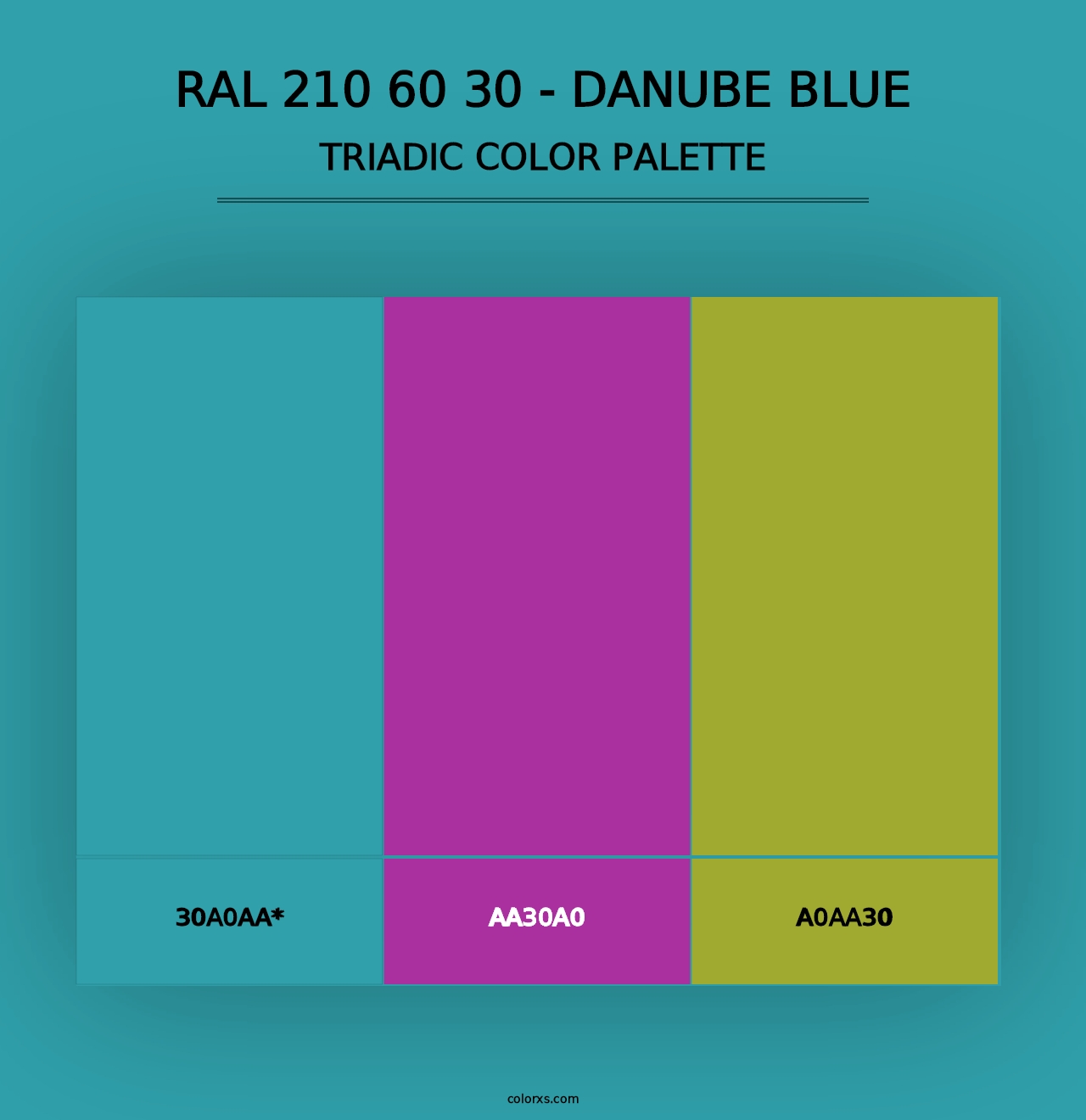 RAL 210 60 30 - Danube Blue - Triadic Color Palette