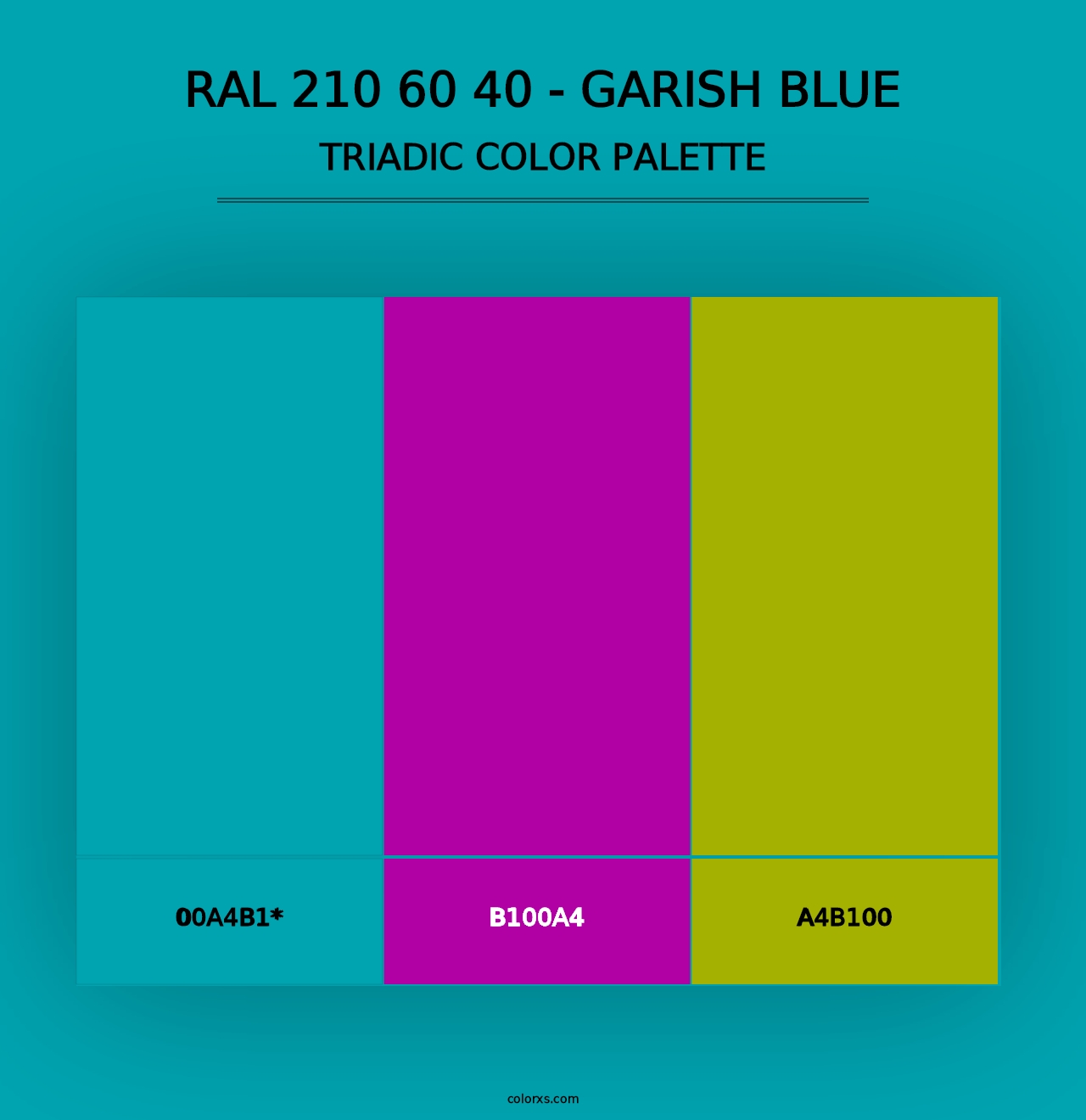 RAL 210 60 40 - Garish Blue - Triadic Color Palette