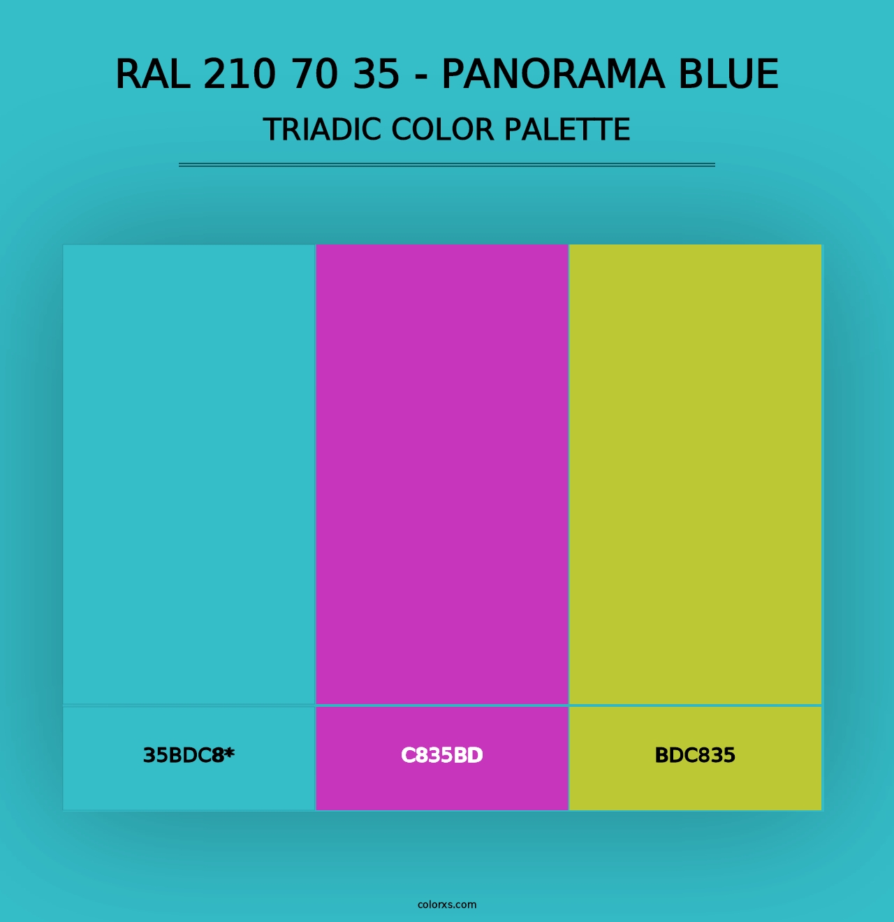 RAL 210 70 35 - Panorama Blue - Triadic Color Palette